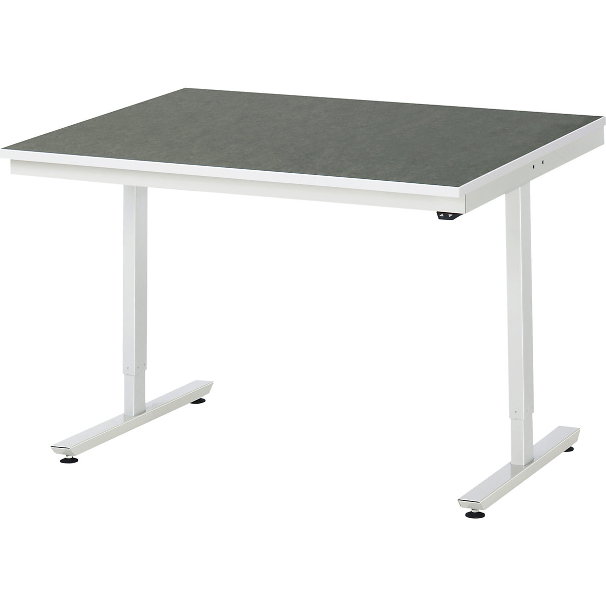 Mesa de trabalho, regulação elétrica da altura da série Adlatus – RAU, revestimento em linóleo, altura 720 – 1120 mm, LxP 1250 x 1000 mm-0