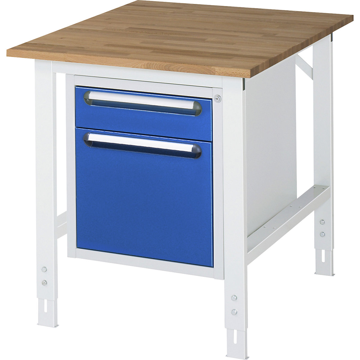 Mesa de trabalho com armário de gavetas, bloco de gavetas inferior com 2 gavetas 1 x 120, 1 x 360 mm, LxP 750 x 1000 mm, tampo de madeira maciça em faia, espessura 25 mm-0