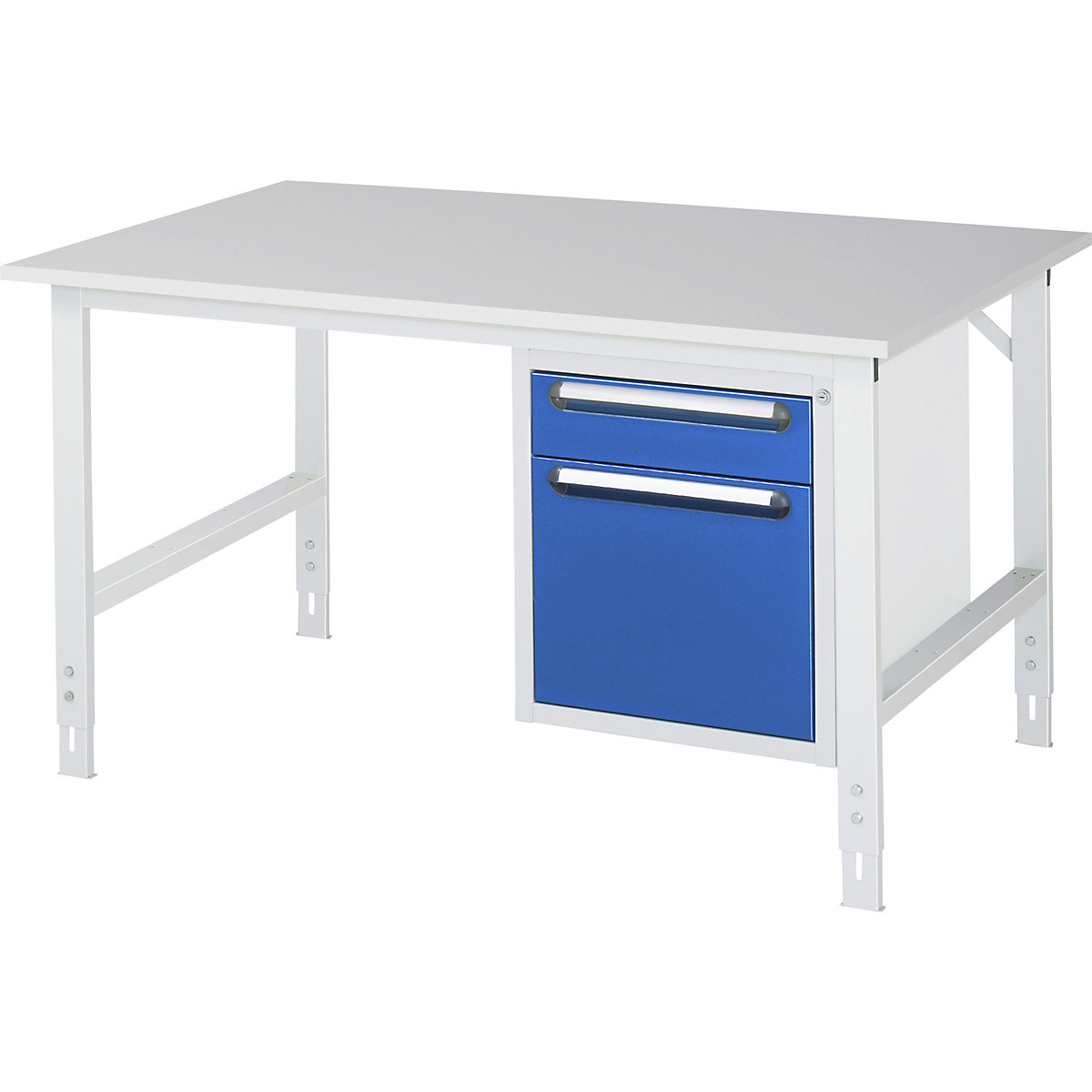 Mesa de trabalho com armário de gavetas, bloco de gavetas inferior com 2 gavetas 1 x 120, 1 x 360 mm, LxP 1500 x 1000 mm, tampo em melamina, espessura 22 mm-0