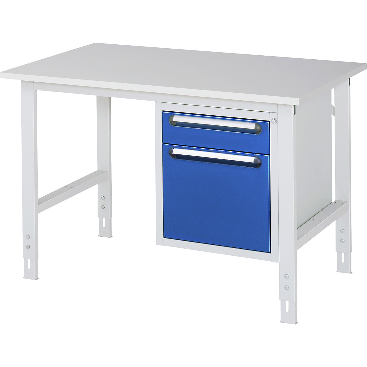 Mesa de trabalho com armário de gavetas, bloco de gavetas inferior com 2 gavetas 1 x 120, 1 x 360 mm, LxP 1250 x 800 mm, tampo em melamina, espessura 22 mm-0