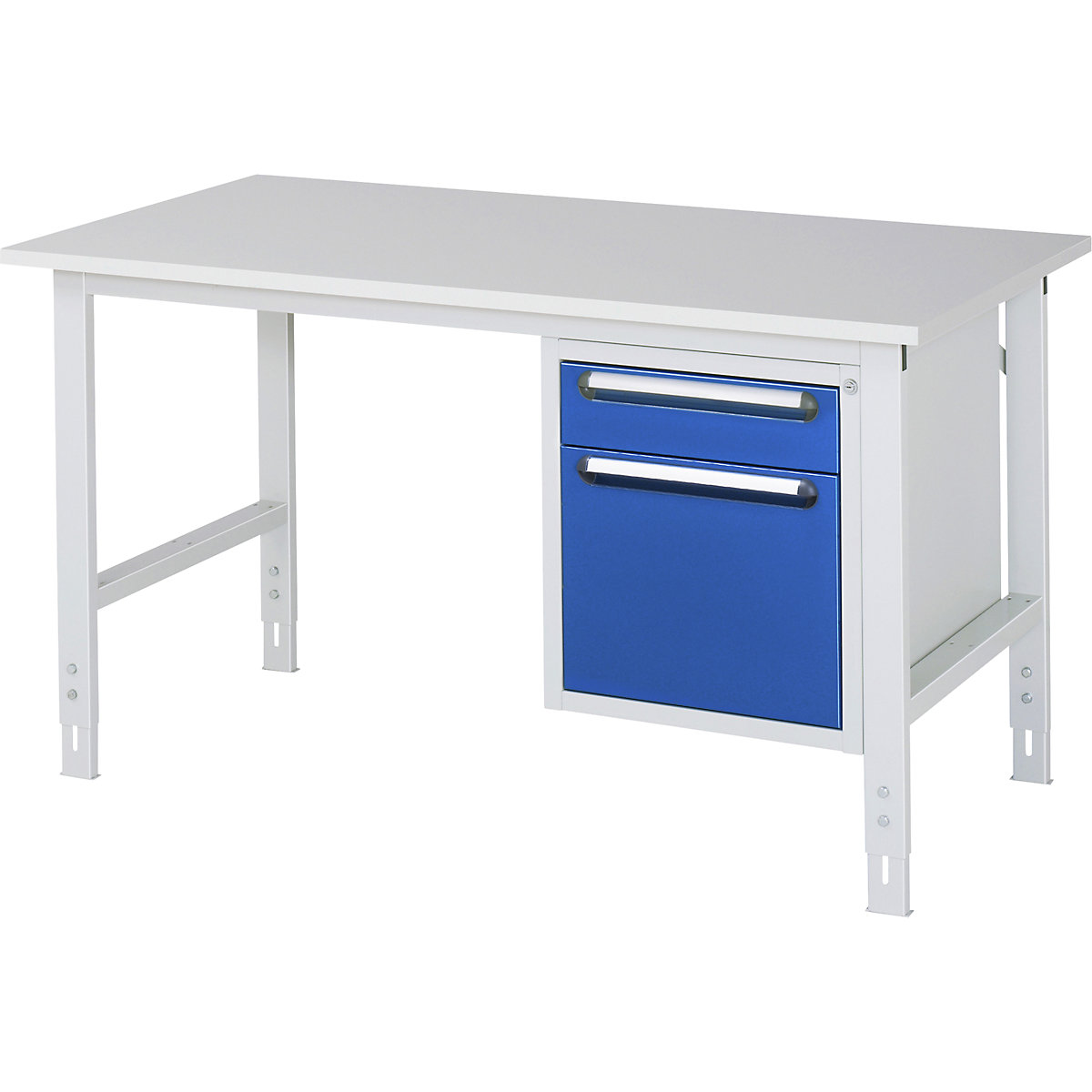 Mesa de trabalho com armário de gavetas, bloco de gavetas inferior com 2 gavetas 1 x 120, 1 x 360 mm, LxP 1500 x 800 mm, tampo em melamina, espessura 22 mm-0