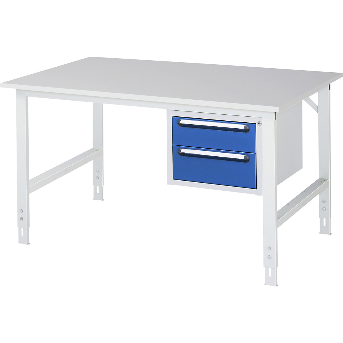 Mesa de trabalho com armário de gavetas, bloco de gavetas inferior com 2 gavetas 1 x 150, 1 x 180 mm, LxP 1500 x 1000 mm, tampo em melamina, espessura 22 mm-0