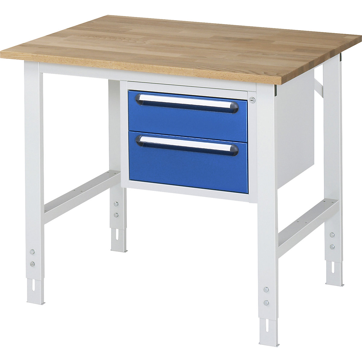 Mesa de trabalho com armário de gavetas, bloco de gavetas inferior com 2 gavetas 1 x 150, 1 x 180 mm, LxP 1000 x 800 mm, tampo de madeira maciça em faia, espessura 25 mm-0