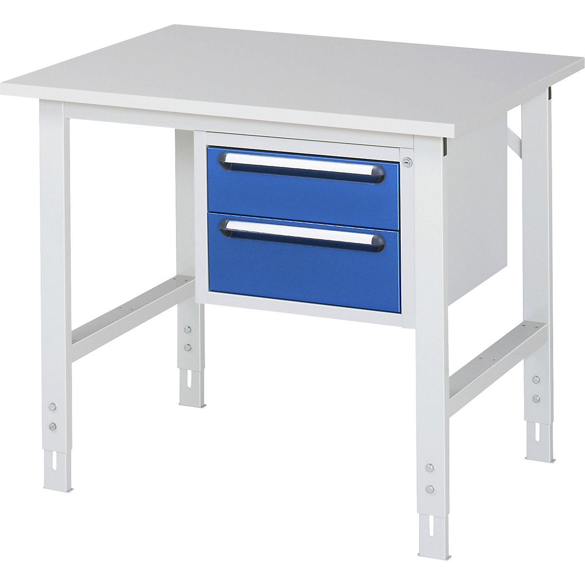 Mesa de trabalho com armário de gavetas, bloco de gavetas inferior com 2 gavetas 1 x 150, 1 x 180 mm, LxP 1000 x 800 mm, tampo em melamina, espessura 22 mm-0