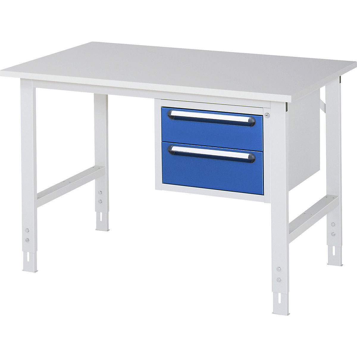 Mesa de trabalho com armário de gavetas, bloco de gavetas inferior com 2 gavetas 1 x 150, 1 x 180 mm, LxP 1250 x 800 mm, tampo em melamina, espessura 22 mm-0