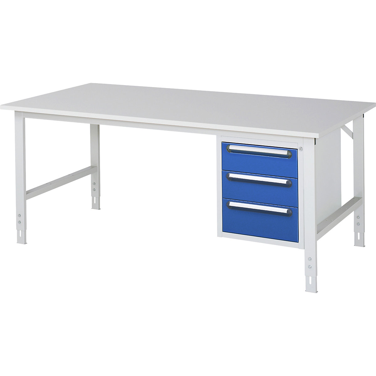Mesa de trabalho com armário de gavetas, bloco de gavetas inferior com 3 gavetas 2 x 150, 1 x 180 mm, LxP 2000 x 1000 mm, tampo em melamina, espessura 22 mm-0