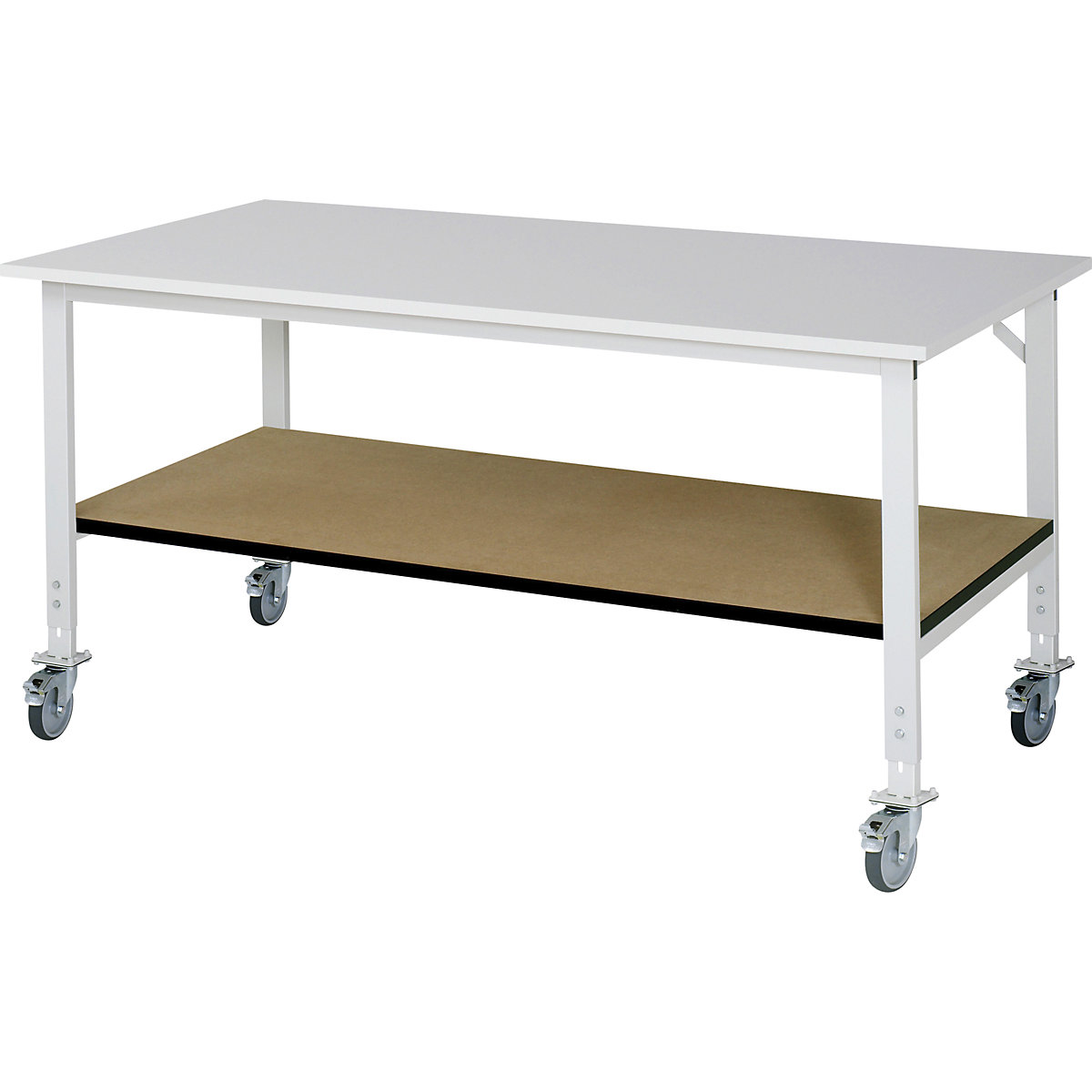 Mesa de trabalho com prateleira, móvel – RAU, tampo revestido a melamina, espessura 22 mm, LxP 2000 x 1000 mm-0