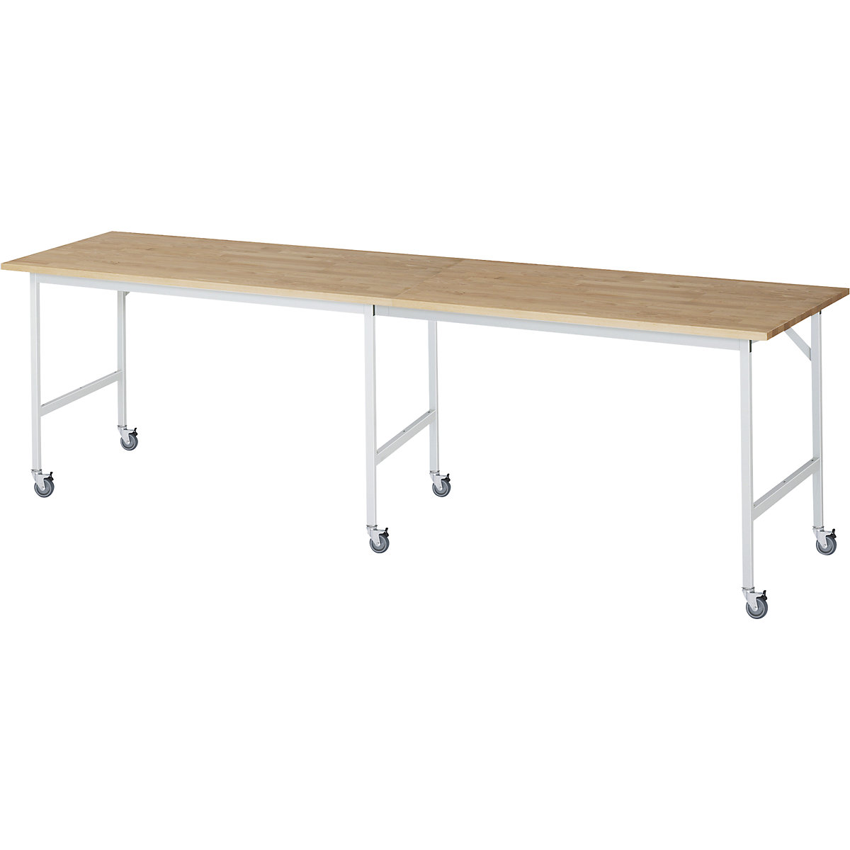 Mesa de trabalho, móvel, tampo de madeira maciça em faia, espessura 25 mm, 30 x 30 mm, LxPxA 3000 x 800 x 900 mm-0