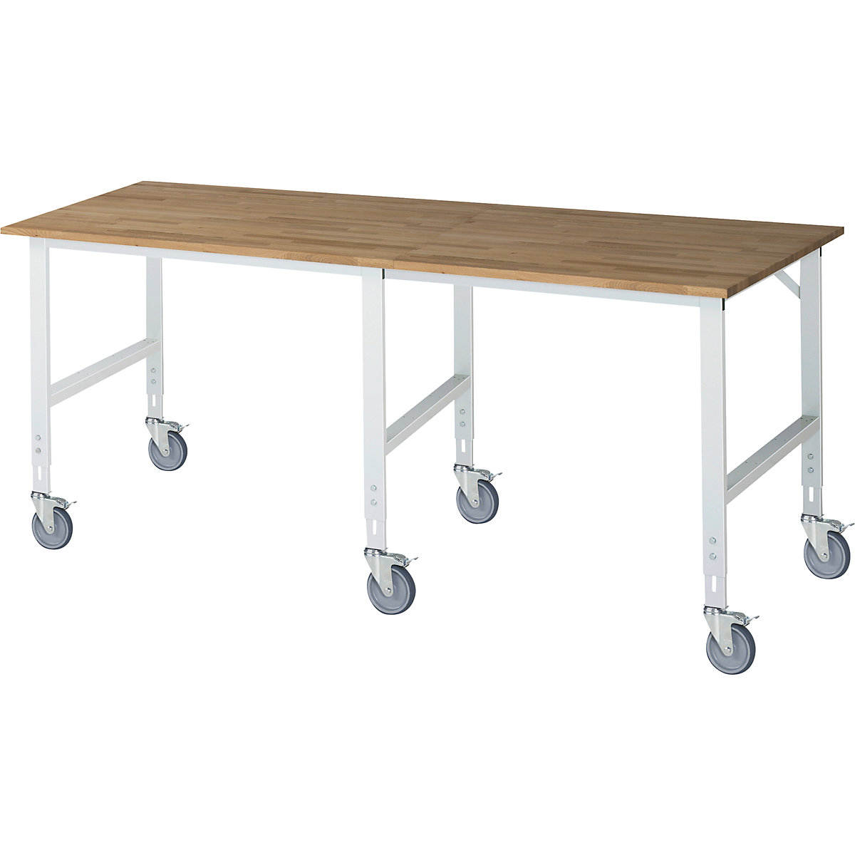 Mesa de trabalho, móvel, tampo de madeira maciça em faia, espessura 25 mm, 60 x 30 mm, LxPxA 2500 x 1000 x 910 – 1230 mm-0