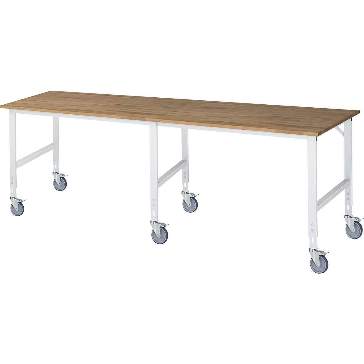 Mesa de trabalho, móvel, tampo de madeira maciça em faia, espessura 25 mm, 60 x 30 mm, LxPxA 3000 x 1000 x 910 – 1230 mm-0