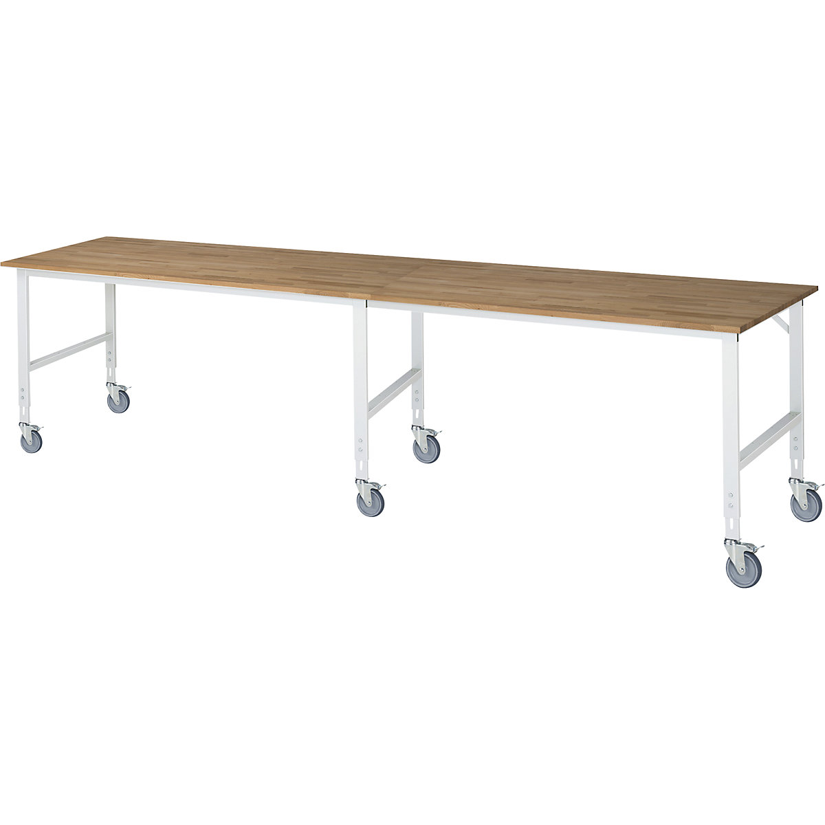 Mesa de trabalho, móvel, tampo de madeira maciça em faia, espessura 25 mm, 60 x 30 mm, LxPxA 4000 x 1000 x 910 – 1230 mm-0