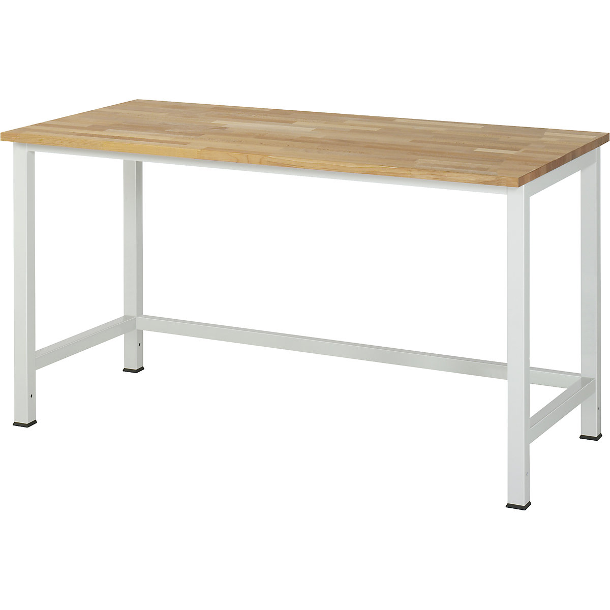 Mesa de trabalho para sistema de postos de trabalho Série 900 – RAU, altura 825 – 1025 mm, tampo de faia maciça, largura 1500 mm-0