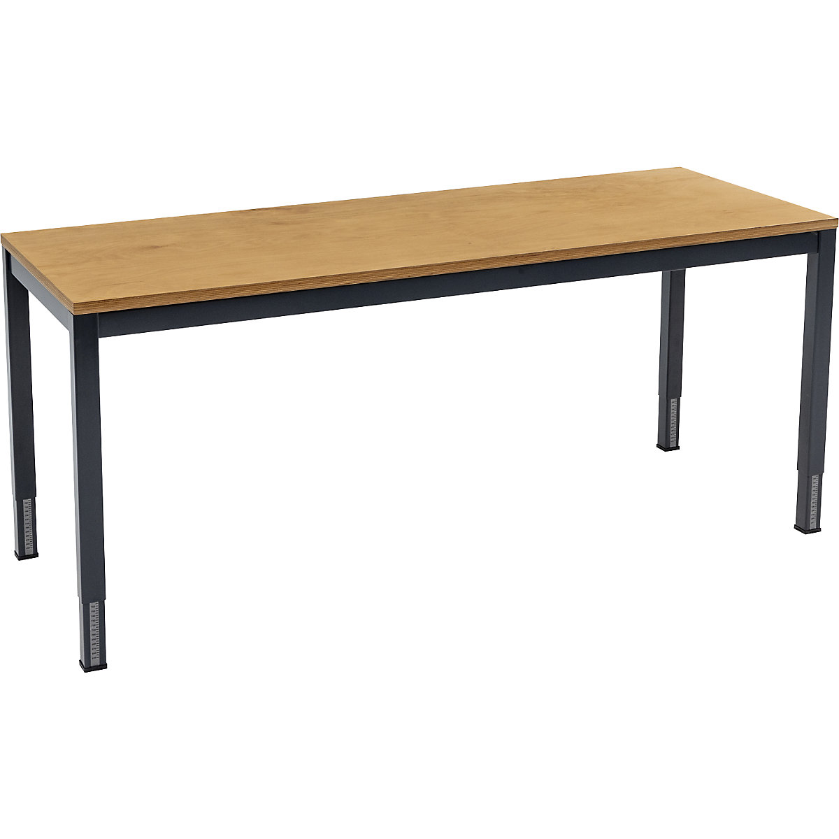 Mesa de trabalho regulável em altura – eurokraft basic, tubo quadrado 45 x 45 mm, tampo multiplex, LxP 1500 x 700 mm-0