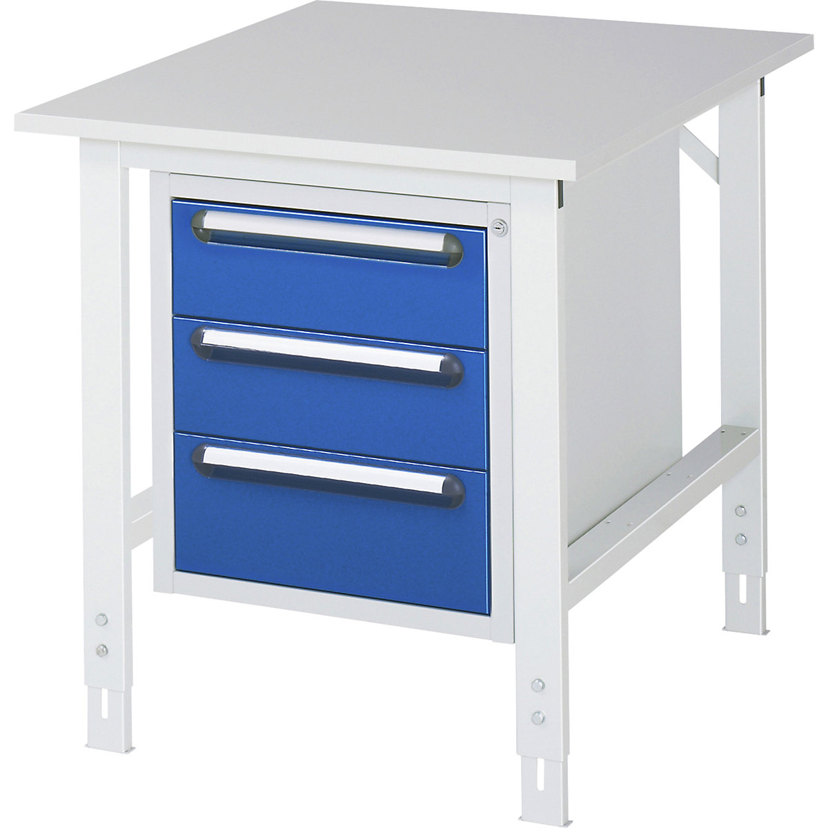 Banco da lavoro con cassettiera, cassettiera sottopiano con 3 cassetti 2 x 150, 1 x 180 mm, largh. x prof. 750 x 1000 mm, piano in melammina, spessore 22 mm-0