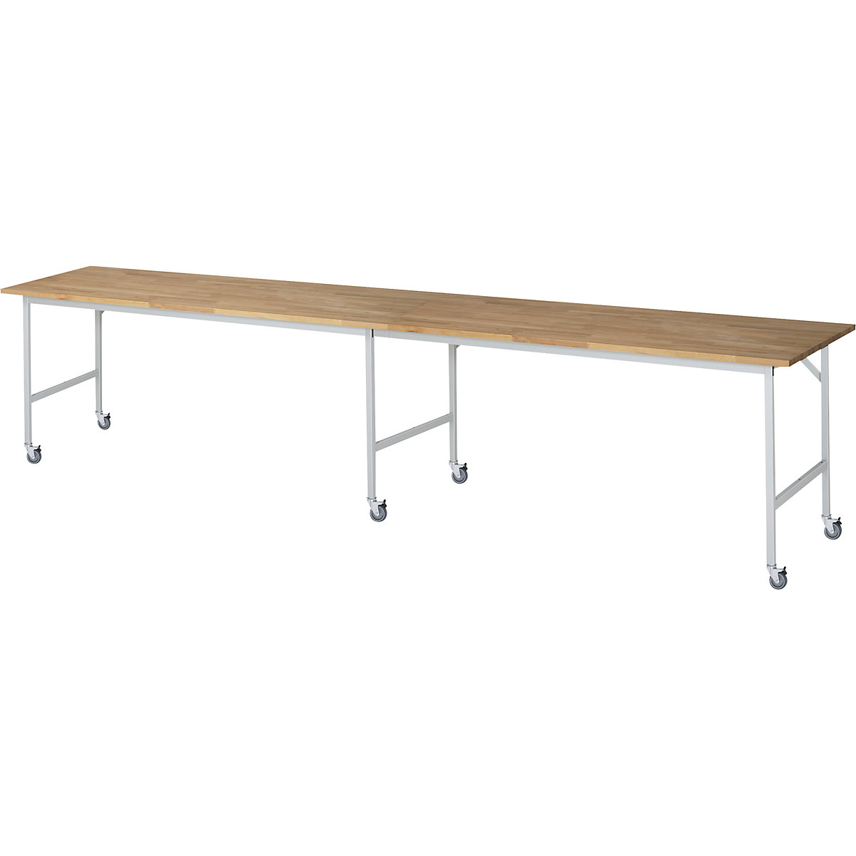 Banco da lavoro, mobile, pannello in legno massiccio di faggio, spessore 25 mm, 30 x 30 mm, largh. x prof. x alt. 4000 x 800 x 900 mm-0