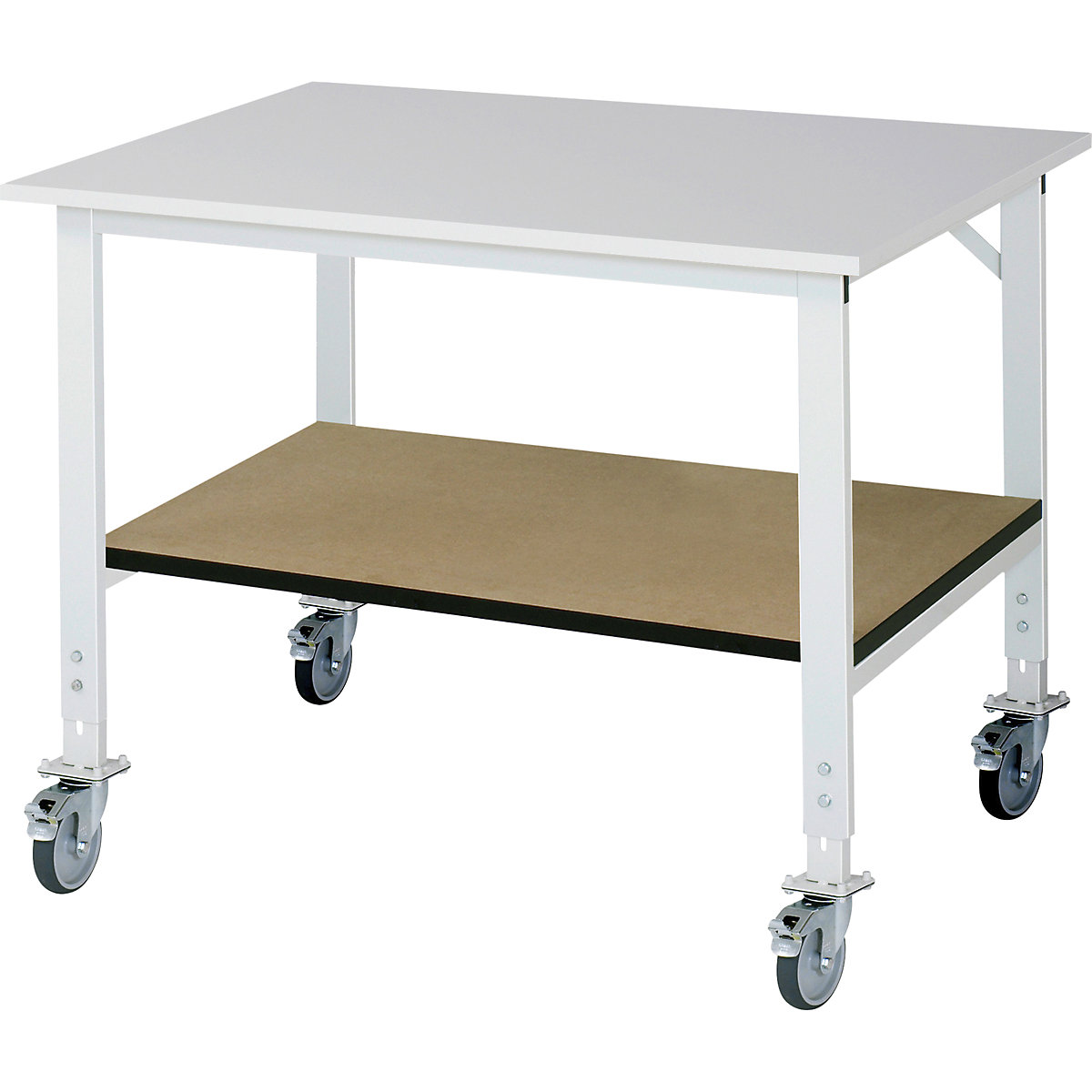 Mesa de trabajo con estante, rodante – RAU