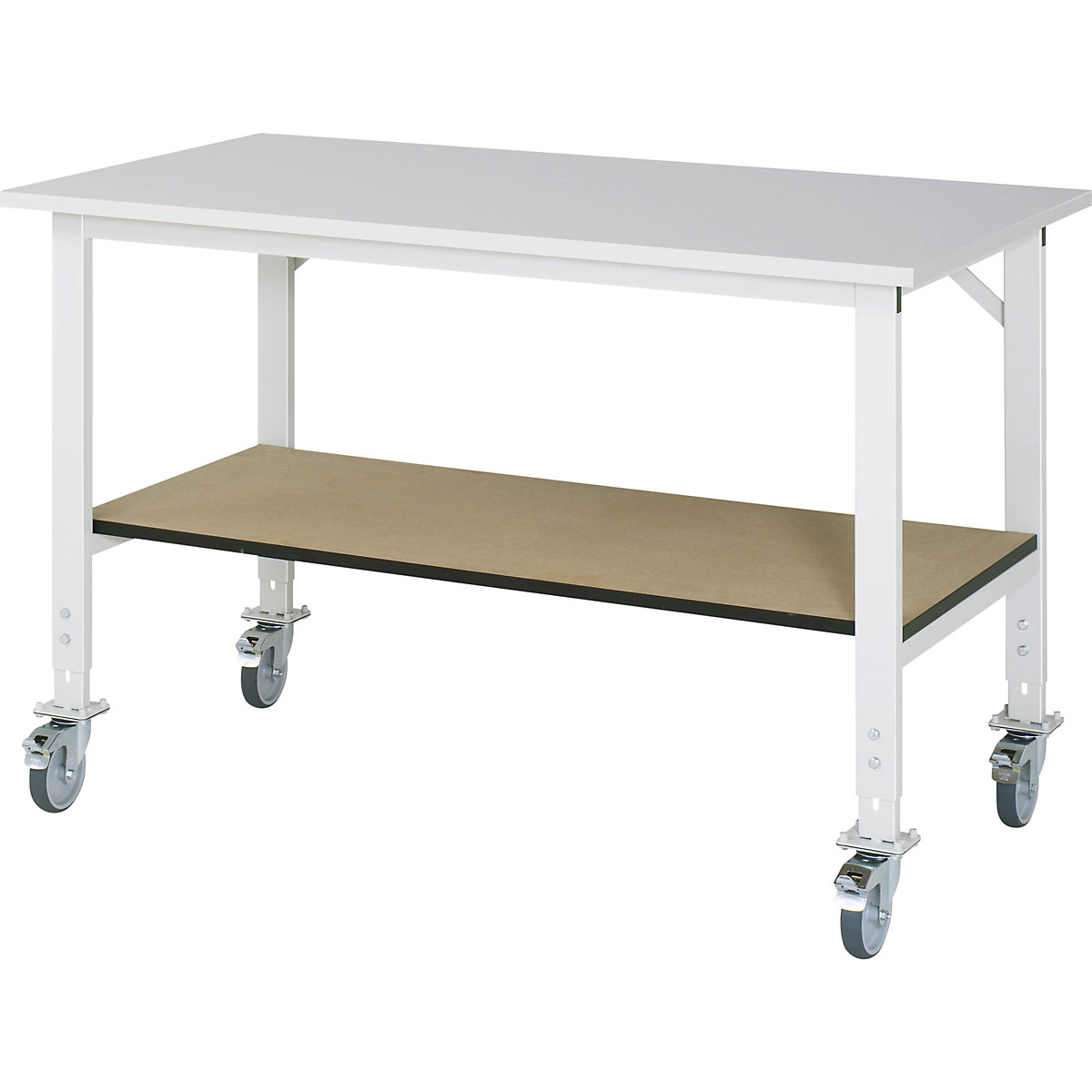 Mesa de trabajo con estante, rodante – RAU