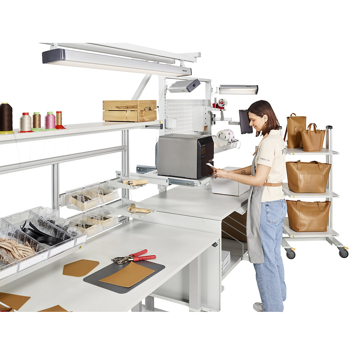 Mesa de trabajo QuatreX, de altura regulable eléctricamente – Treston (Imagen del producto 2)-1
