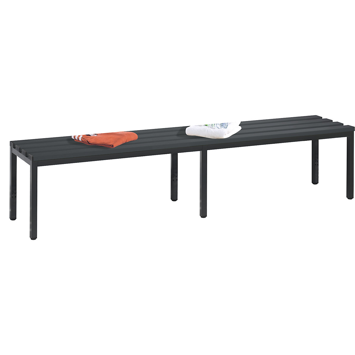 Kleedkamerbank BASIC – C+P, kunststof planken, lengte 1960 mm, zwartgrijs-8