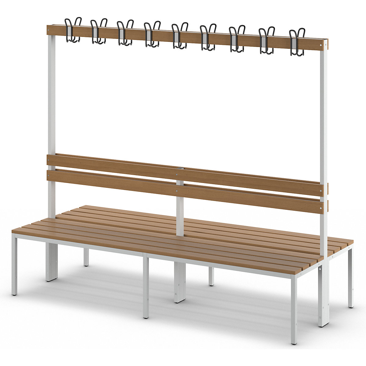 Kleedkamerbank met rugleuning, dubbelzijdig – eurokraft basic (Productafbeelding 10)-9