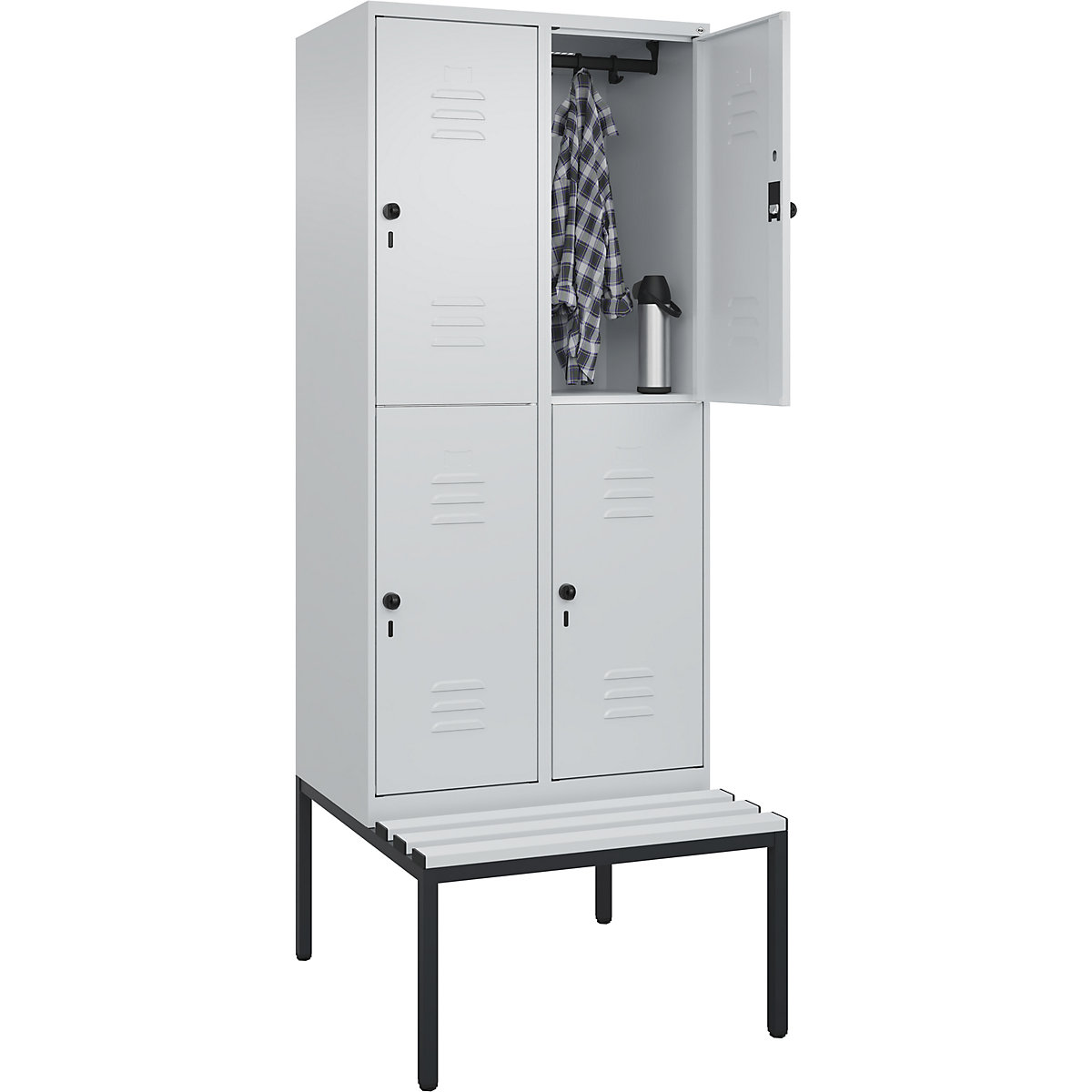 Kledingkast Classic PLUS met twee verdiepingen en zitbank – C+P