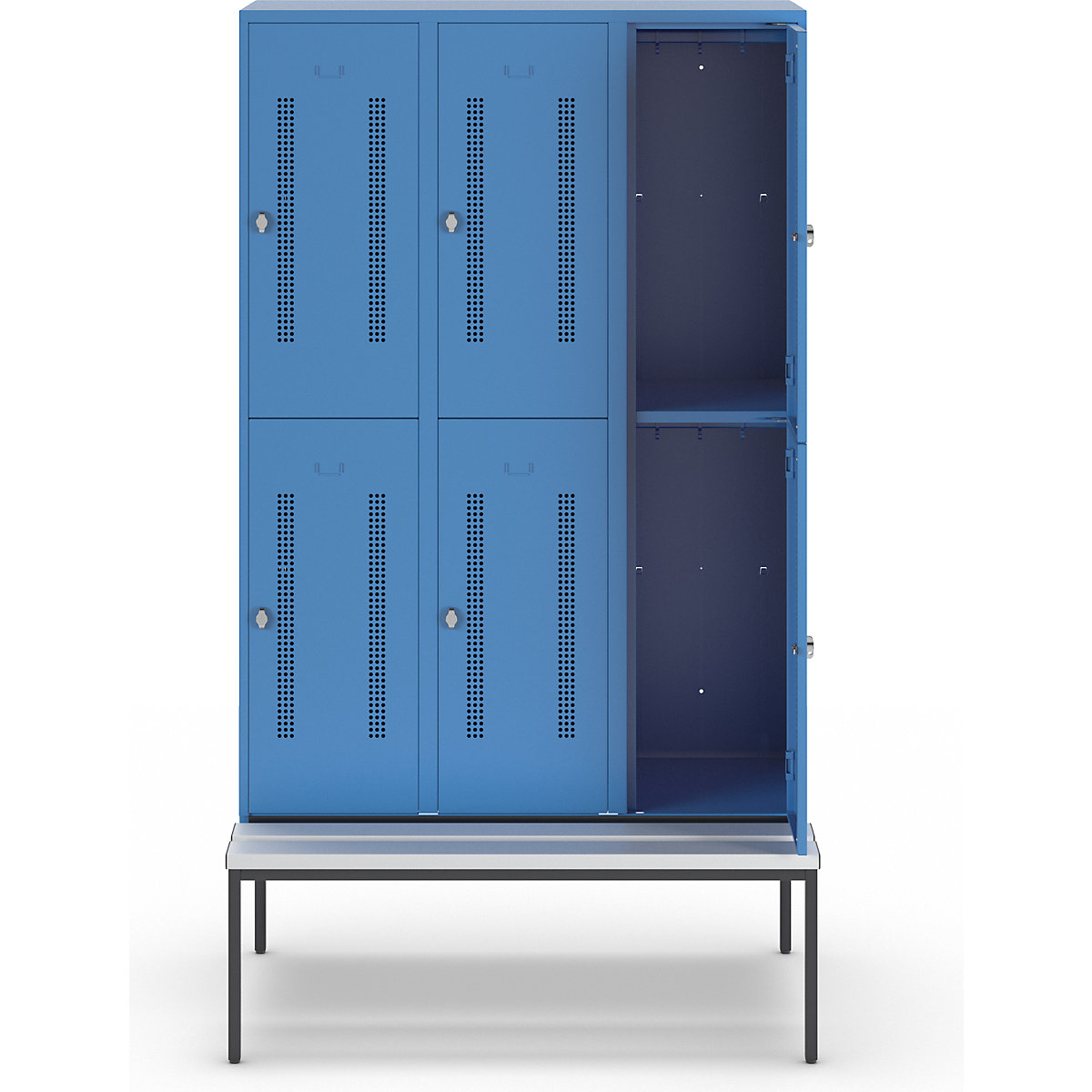 Lockerkast Berlin 1 met twee verdiepingen en zitbank – Wolf (Productafbeelding 3)-2