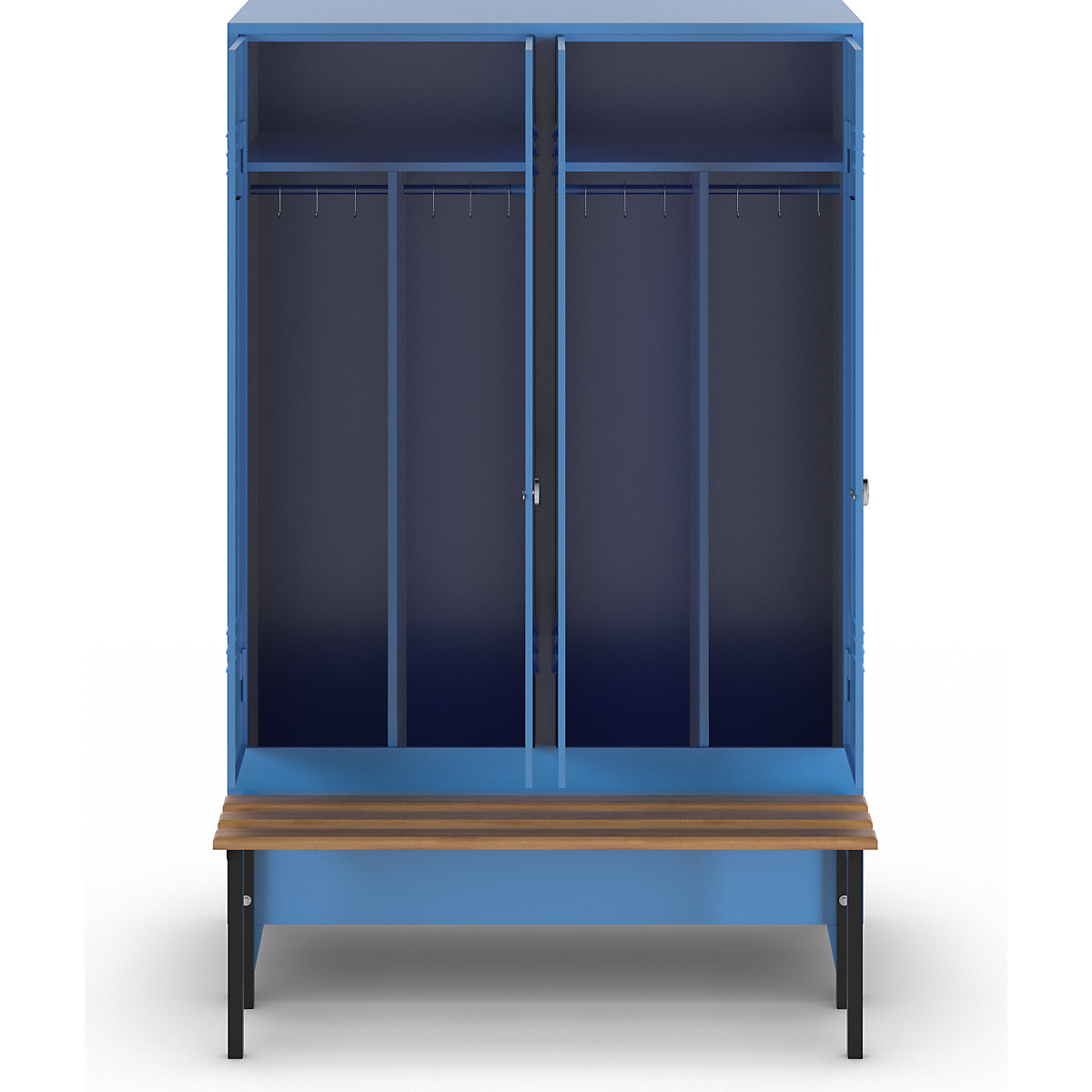 Lockerkast Berlin 2 met schoon/vuil verdeling en zitbank – Wolf (Productafbeelding 2)-1