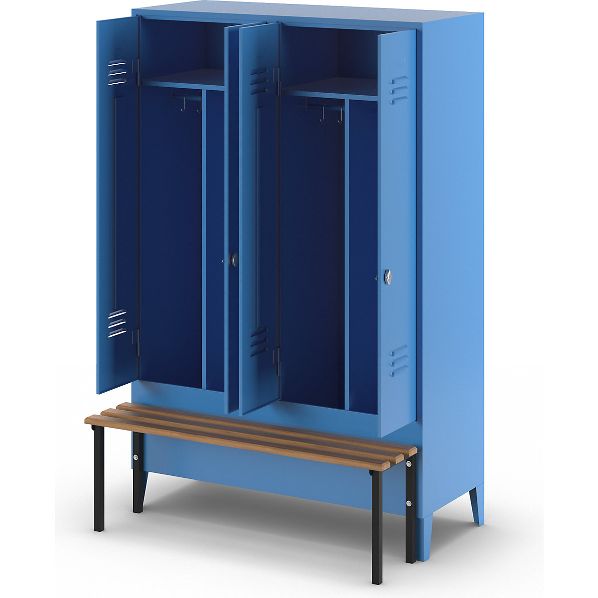 Lockerkast Berlin 2 met schoon/vuil verdeling en zitbank – Wolf (Productafbeelding 7)-6