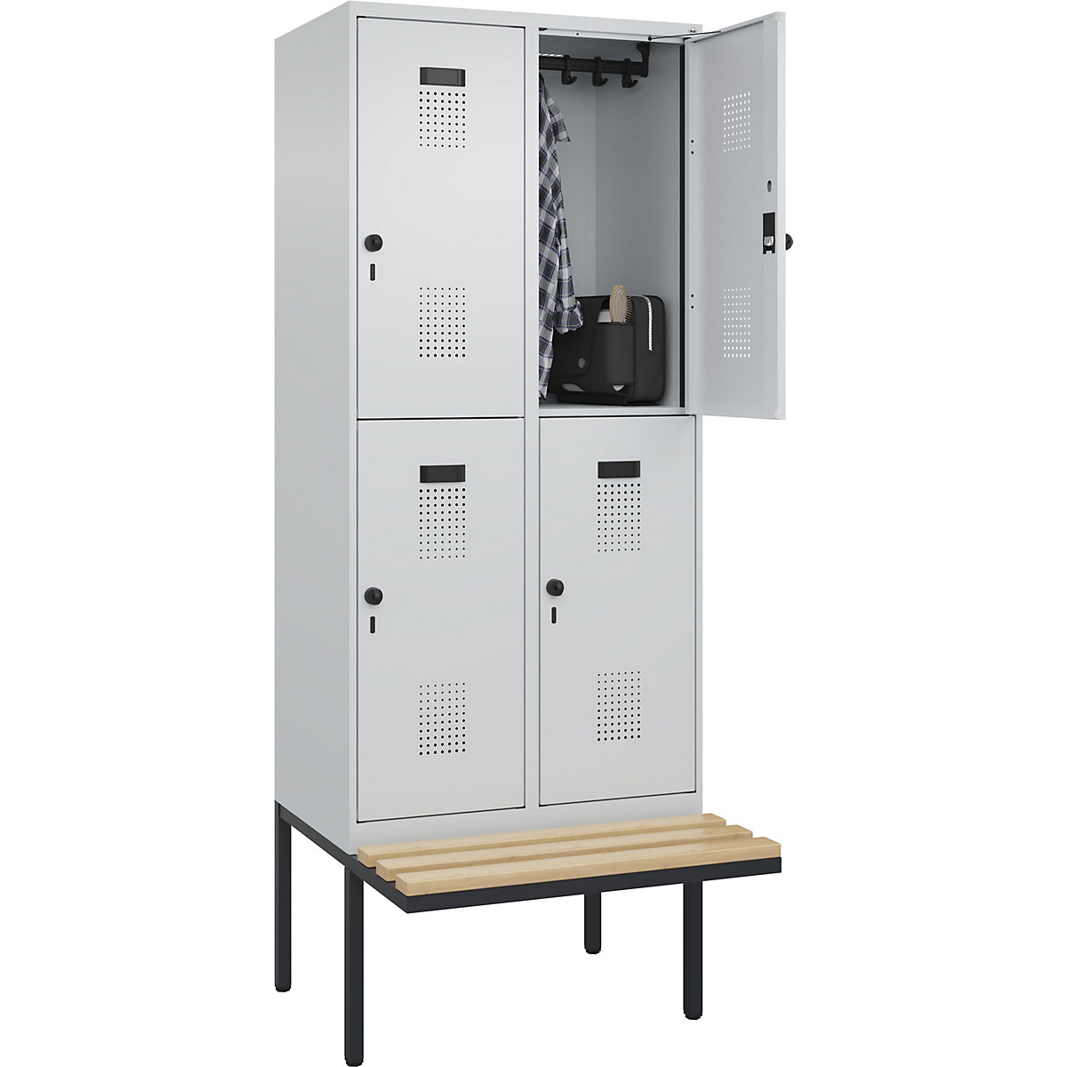 Lockerkast Evolo PLUS met twee verdiepingen en zitbank (Productafbeelding 3)-2