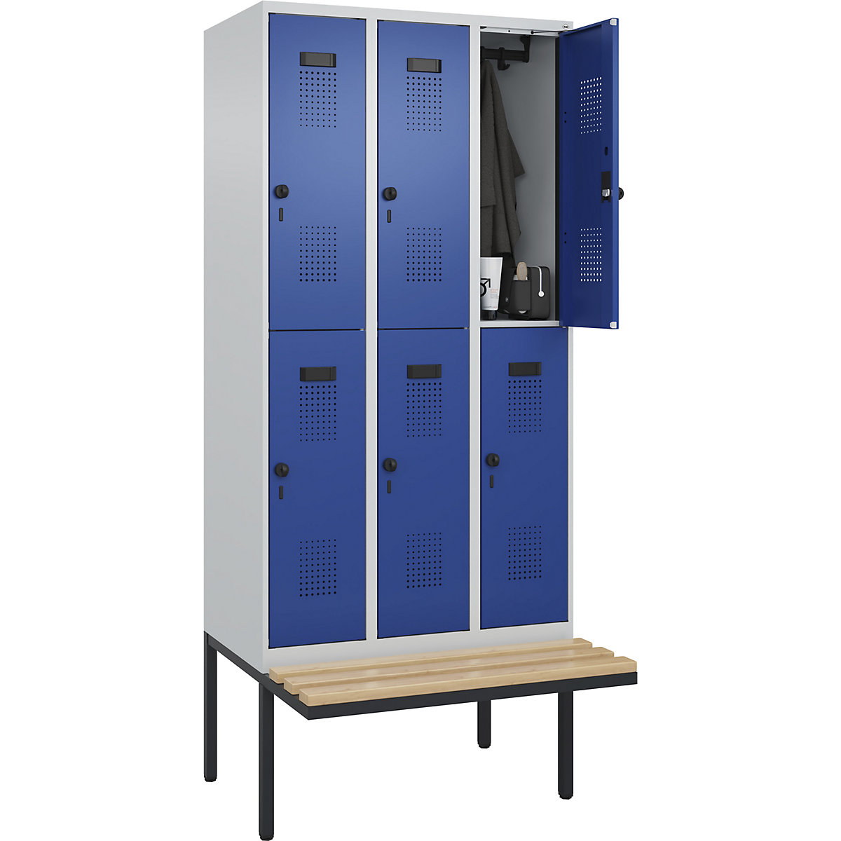 Lockerkast Evolo PLUS met twee verdiepingen en zitbank (Productafbeelding 3)-2