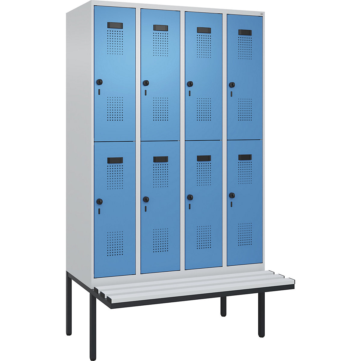 Lockerkast Evolo PLUS met twee verdiepingen en zitbank (Productafbeelding 2)-1