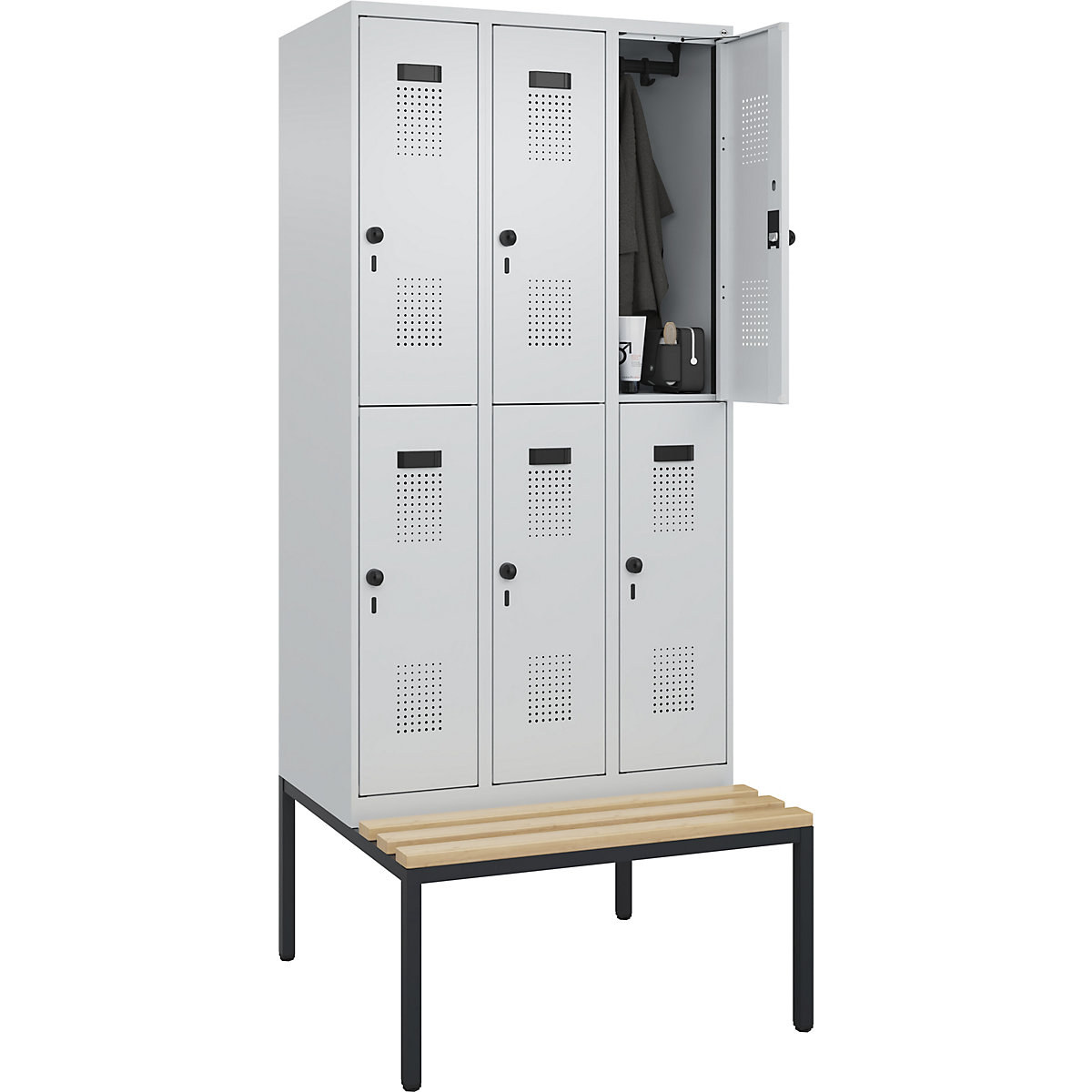 Lockerkast Evolo PLUS met twee verdiepingen en zitbank (Productafbeelding 3)-2