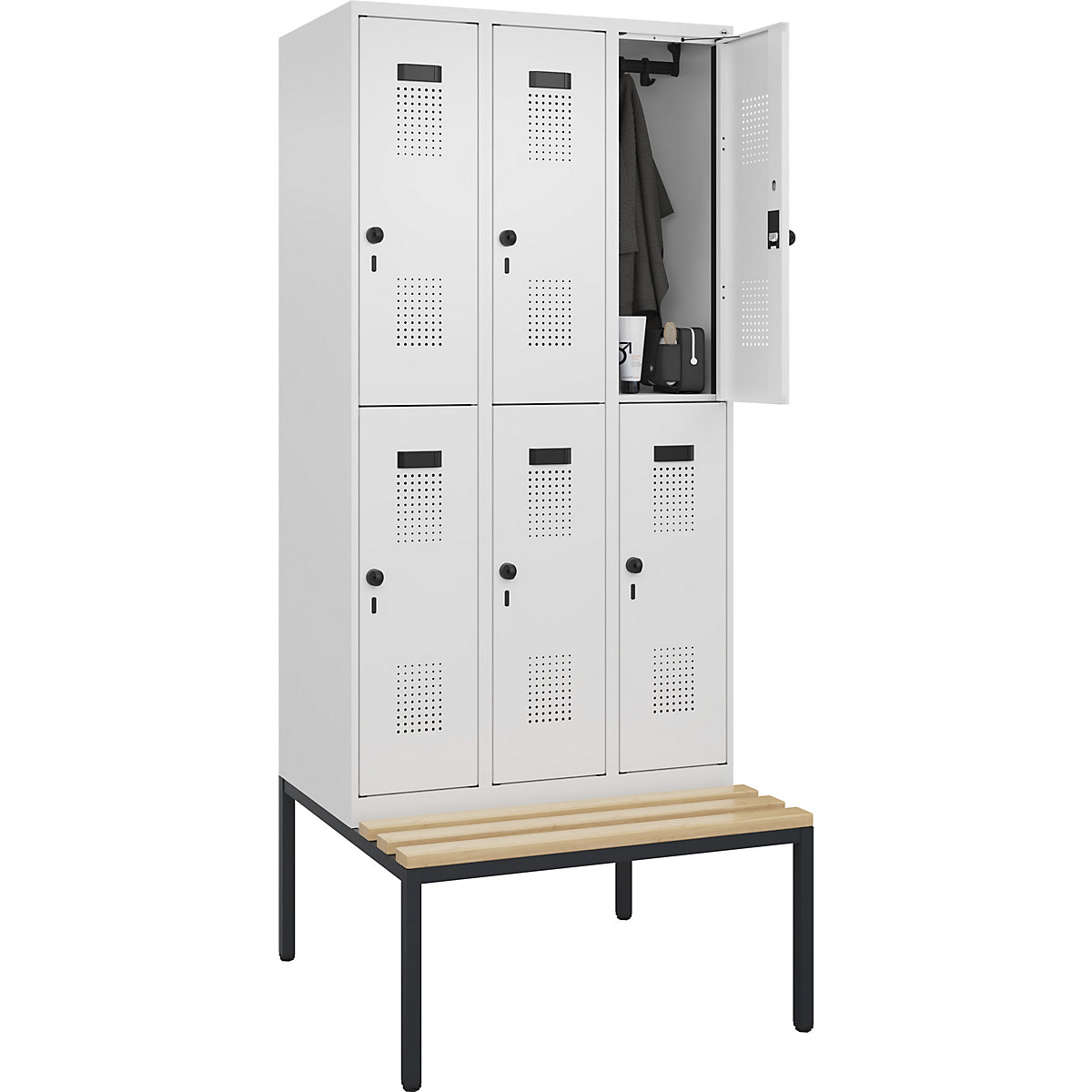Lockerkast Evolo PLUS met twee verdiepingen en zitbank (Productafbeelding 3)-2