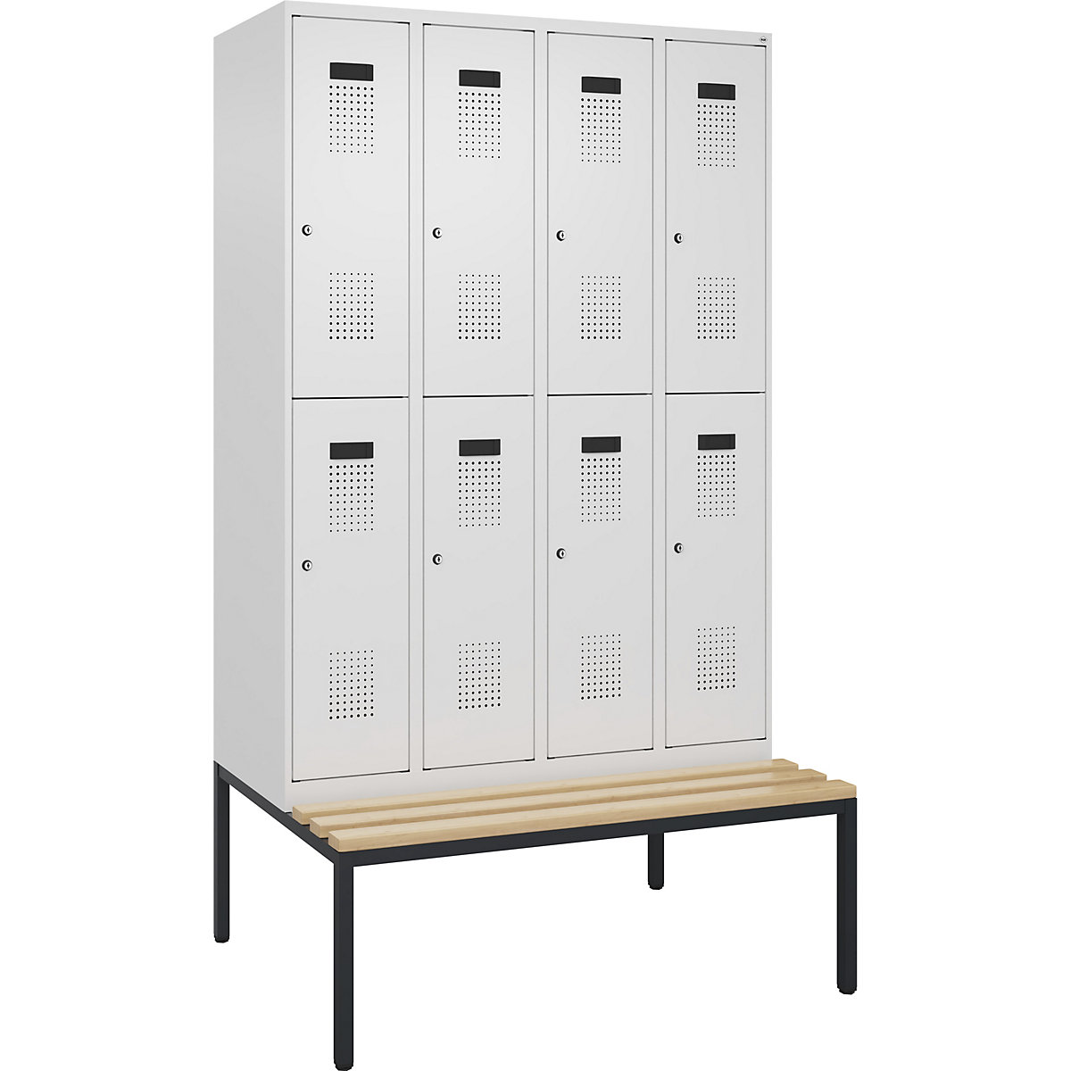 Lockerkast Evolo PLUS met twee verdiepingen en zitbank (Productafbeelding 2)-1