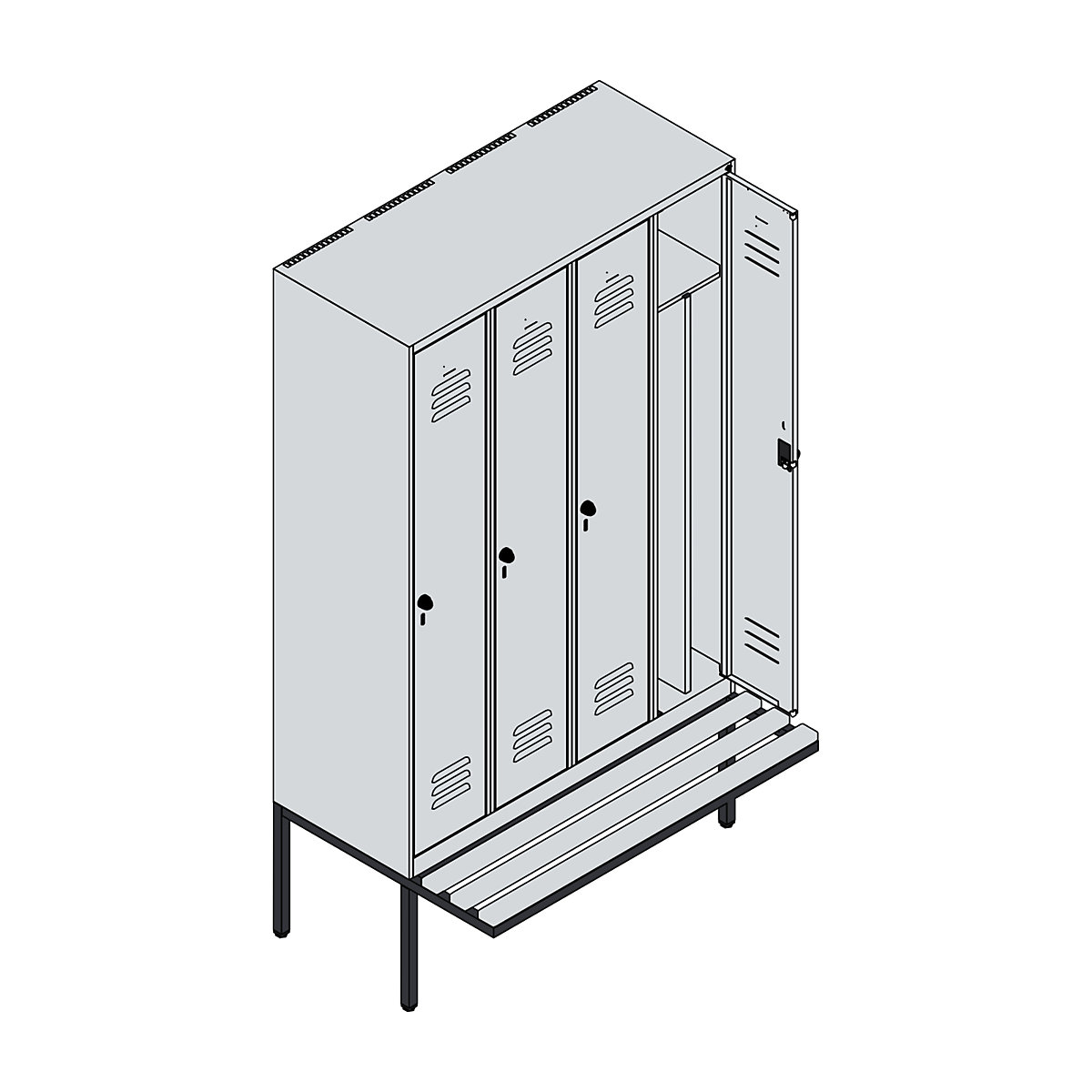 Multifunctionele lockerkast Classic PLUS met zitbank, smal – C+P (Productafbeelding 3)-2