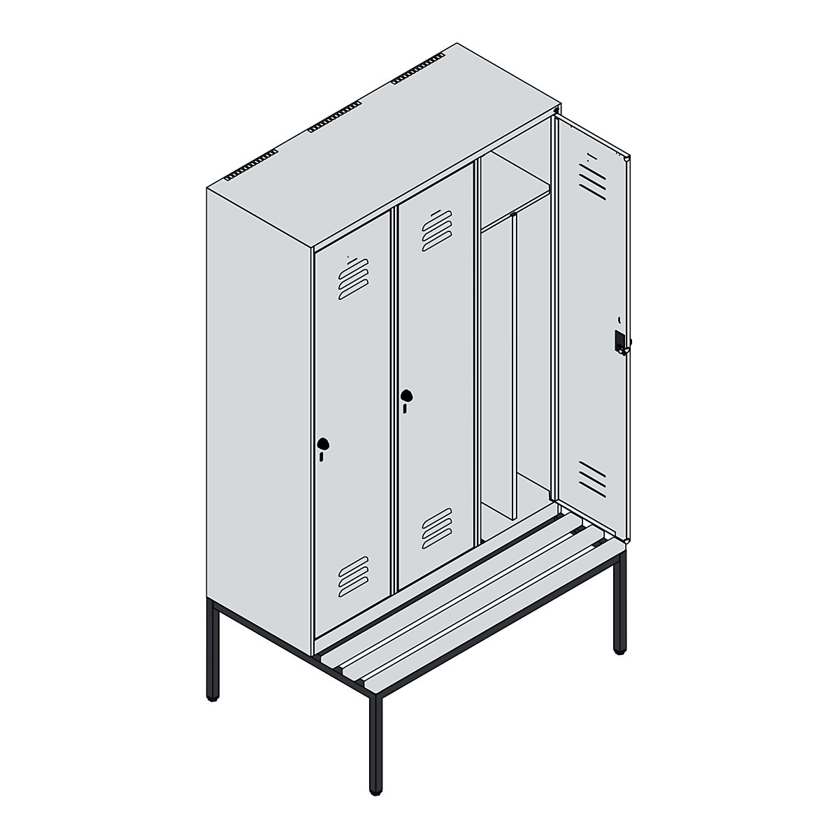 Multifunctionele lockerkast Classic PLUS met zitbank, smal – C+P (Productafbeelding 3)-2