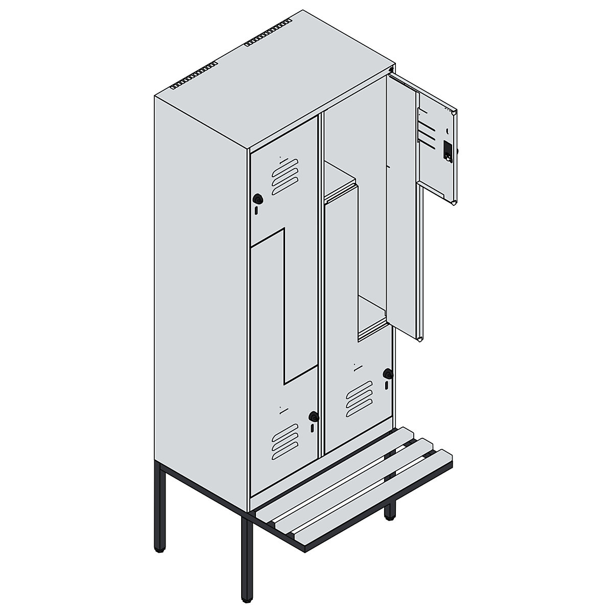 Z-kledingkast Classic PLUS met zitbank – C+P (Productafbeelding 3)-2