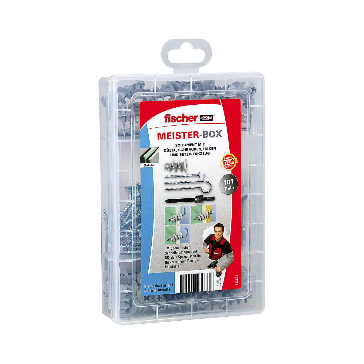 fischer easyDIY Box Gipskarton + Schraube fischer, mit transparentem Deckel, 101-teilig-0