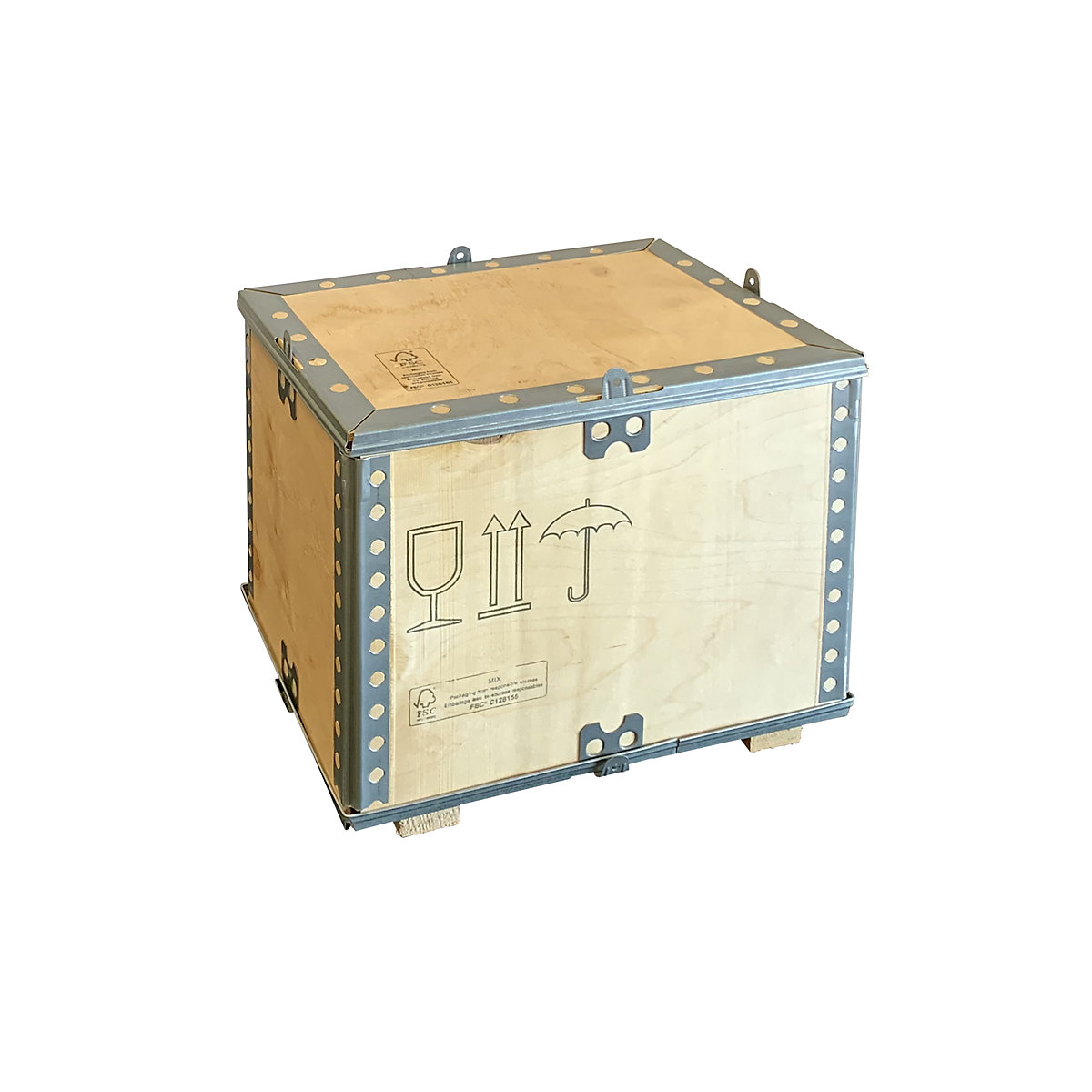 Opvouwbare houten kist, met sleeplatten 2- en 4-wegs, l x b x h = 380 x 280 x 280 mm, vanaf 20 stuks-2