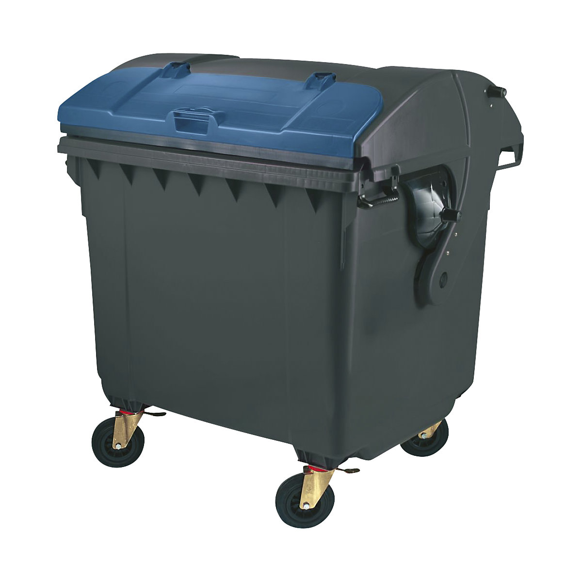 Müllcontainer aus Kunststoff, DIN EN 840, Volumen 1100 l, mit Runddeckel, anthrazit/blau-19