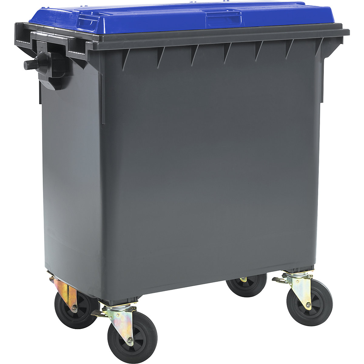 Müllcontainer aus Kunststoff, DIN EN 840, Volumen 770 l, BxHxT 1360 x 1330 x 770 mm, anthrazit/blau-12