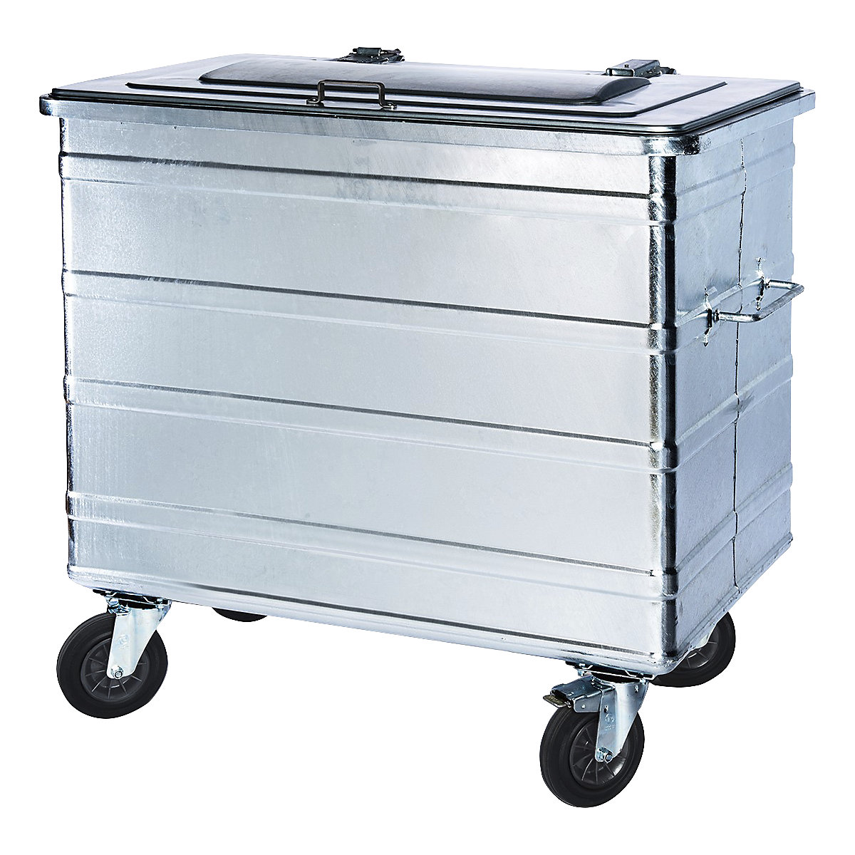 Müllcontainer aus Stahl mit Seitengriffen
