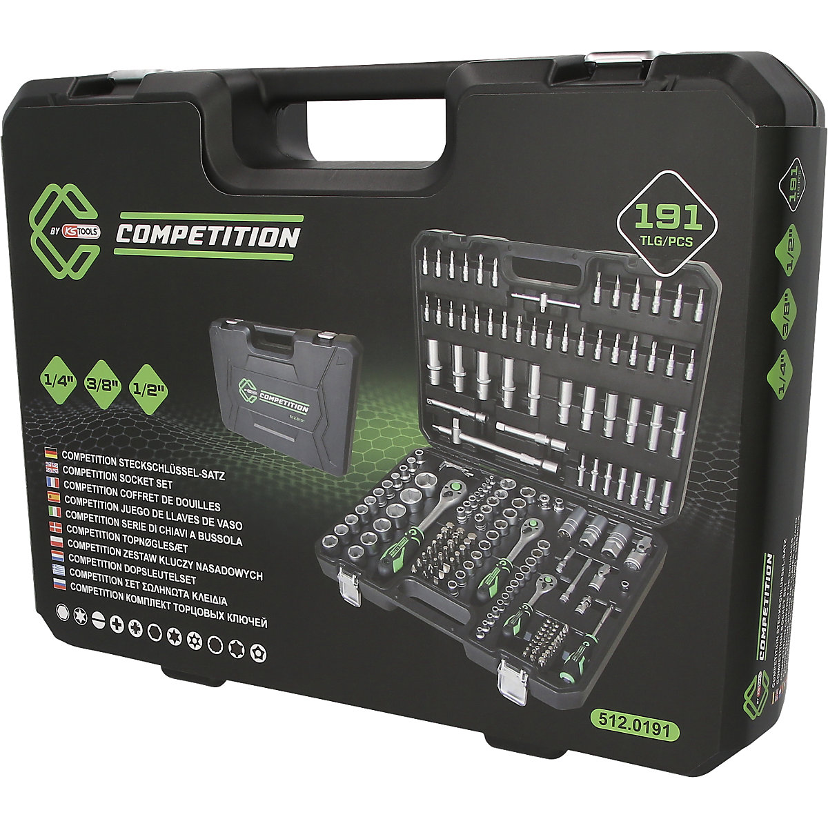 1/4'' + 3/8'' + 1/2'' Steckschlüssel-Satz Competition KS Tools (Produktabbildung 7)-6