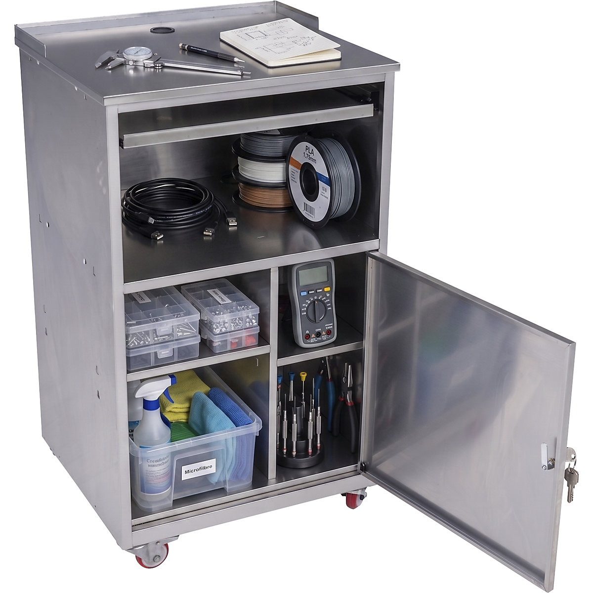 Edelstahl-PC-Pult eurokraft basic (Produktabbildung 2)-1