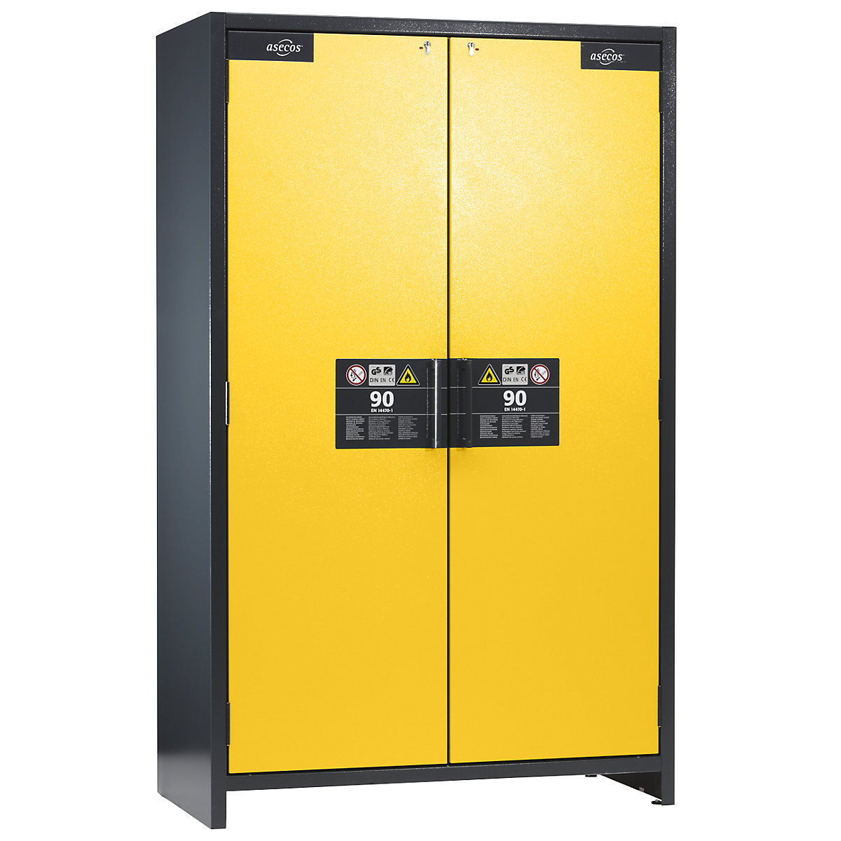 Feuerbeständiger Industrie-Gefahrstoffschrank Typ 90 asecos, HxBxT 1955 x 1200 x 615 mm, 2-türig, goldgelb-19