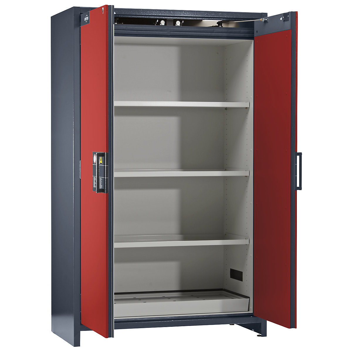 Feuerbeständiger Industrie-Gefahrstoffschrank Typ 90 asecos, HxBxT 1955 x 1200 x 615 mm, 2-türig, verkehrsrot-14