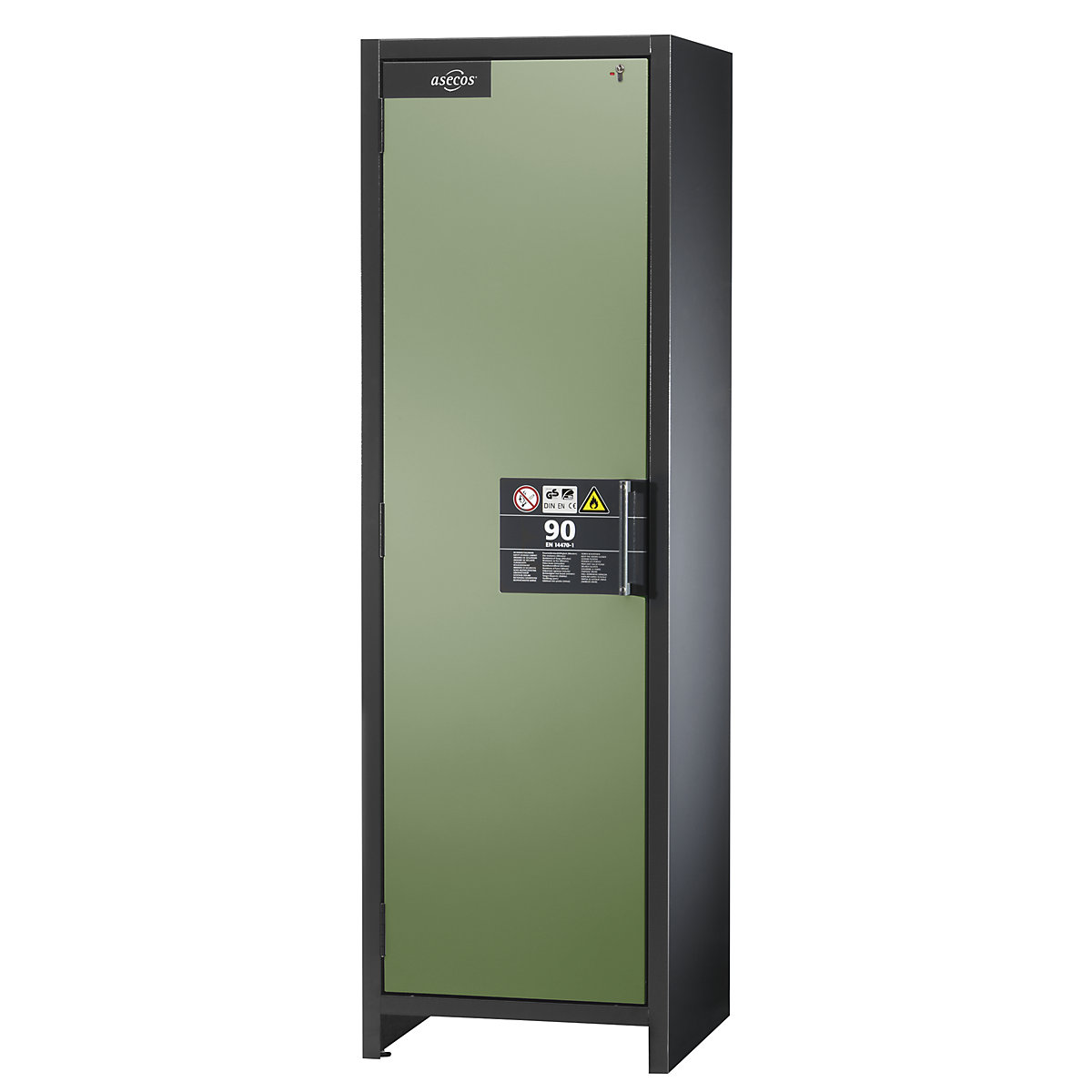 Feuerbeständiger Industrie-Gefahrstoffschrank Typ 90 asecos, HxBxT 1955 x 600 x 615 mm, 1-türig, resedagrün-4