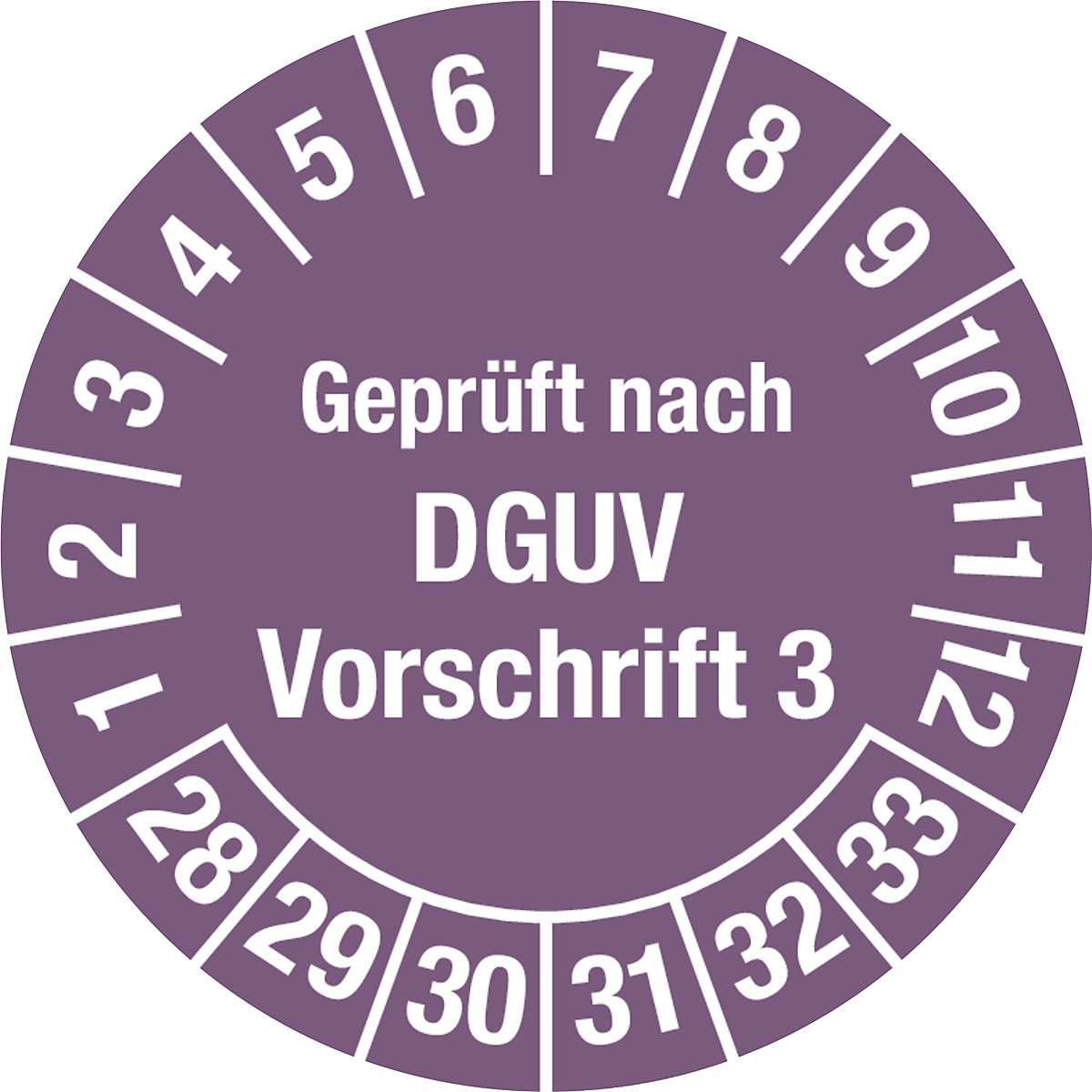 Geprüft nach DGUV, Vorschrift 3, Dokumentenfolie, Ø 20 mm, 28 – 33, violett-5