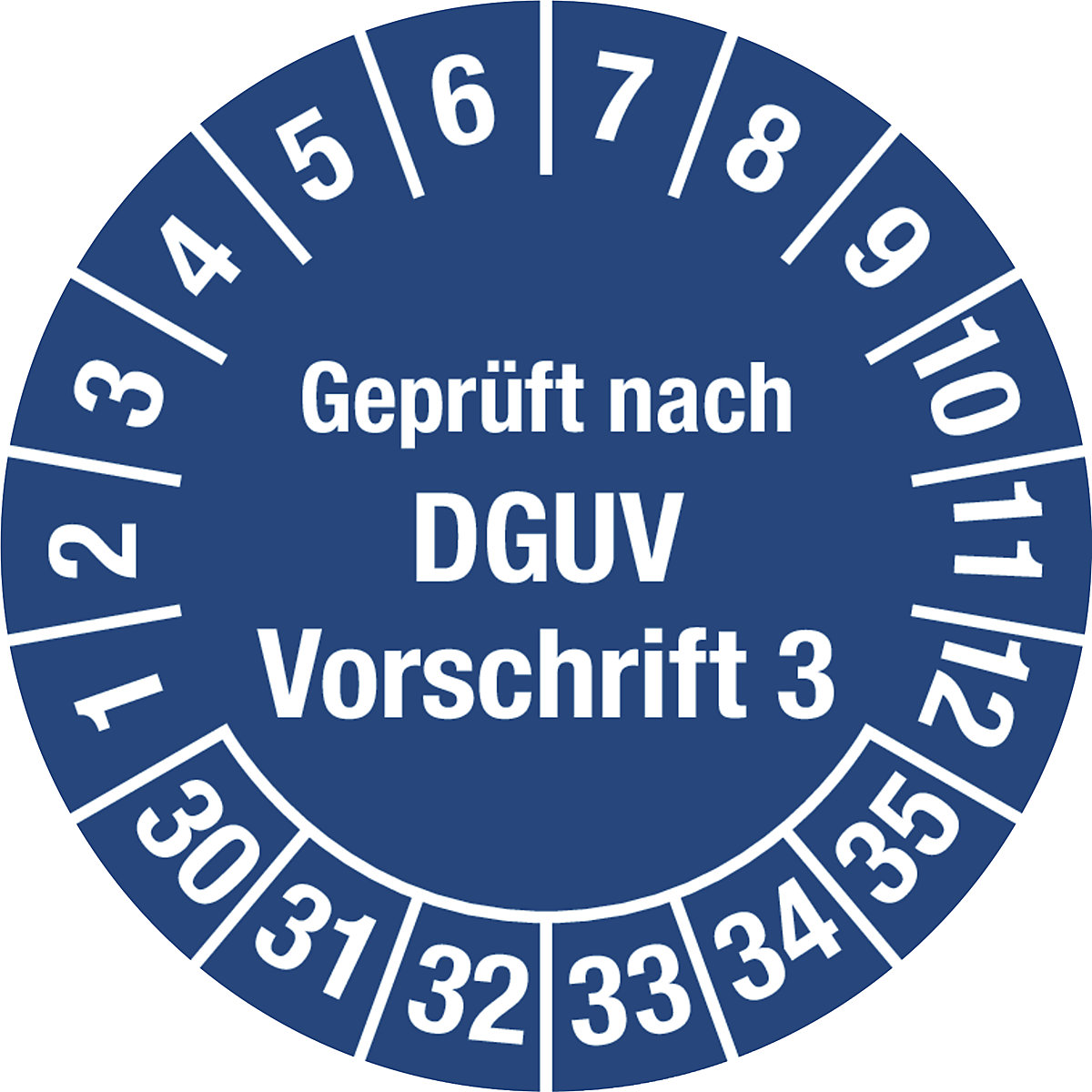 Geprüft nach DGUV, Vorschrift 3, Dokumentenfolie, Ø 20 mm, 30 – 35, blau-6