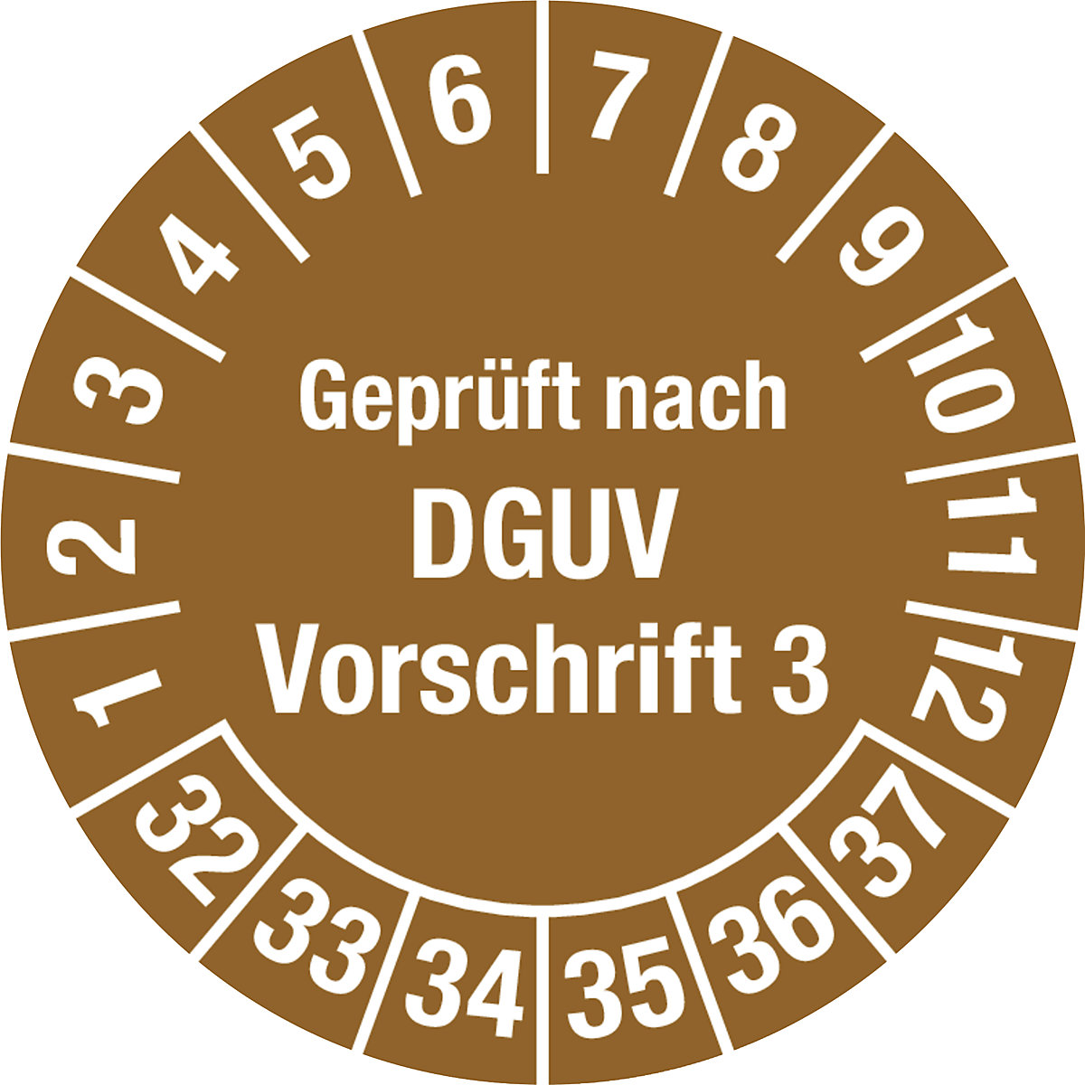 Geprüft nach DGUV, Vorschrift 3, Dokumentenfolie, Ø 20 mm, 32 – 37, braun-3
